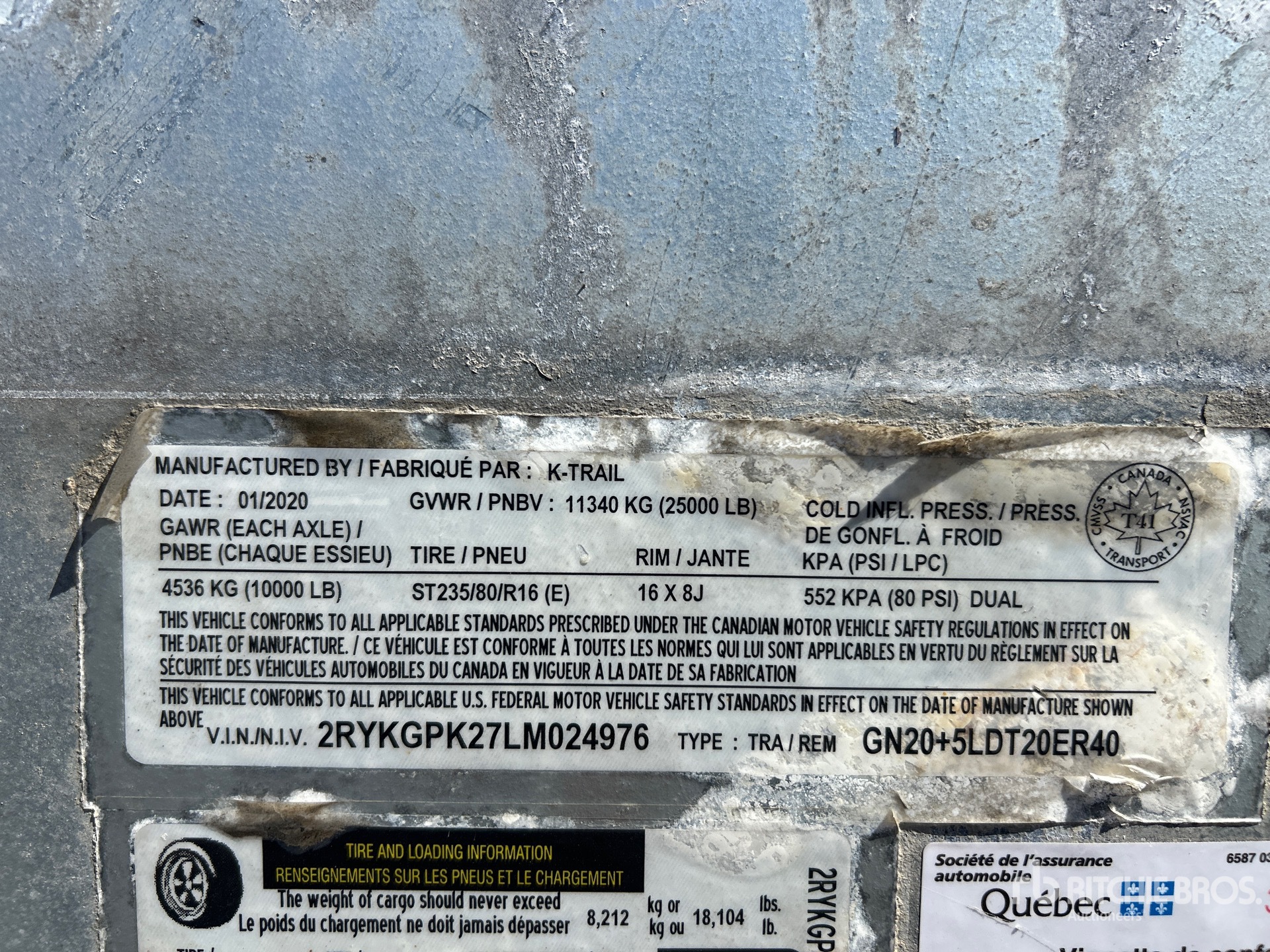 General Appearance with Serial Number / VIN