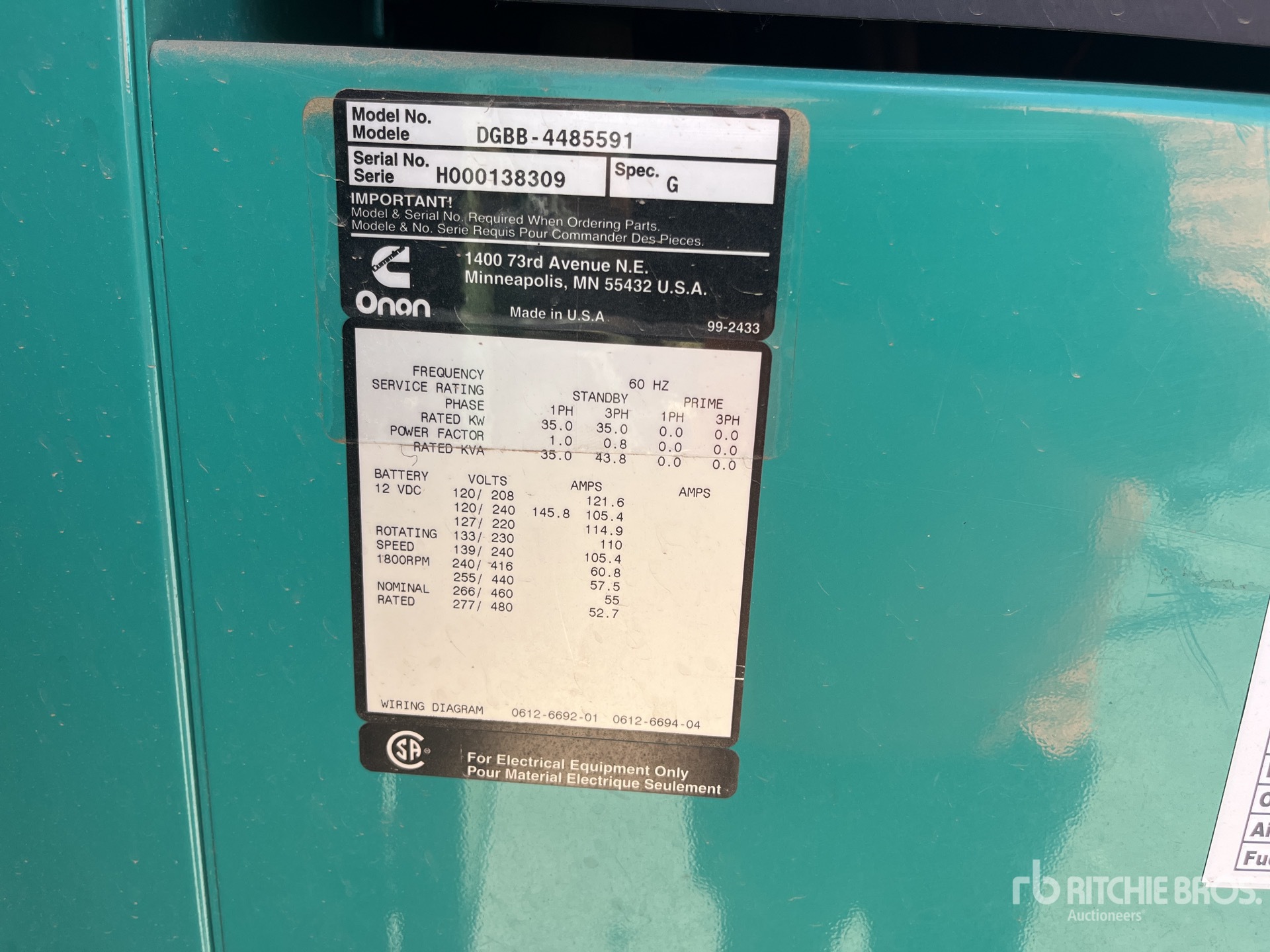 General Appearance with Serial Number / VIN