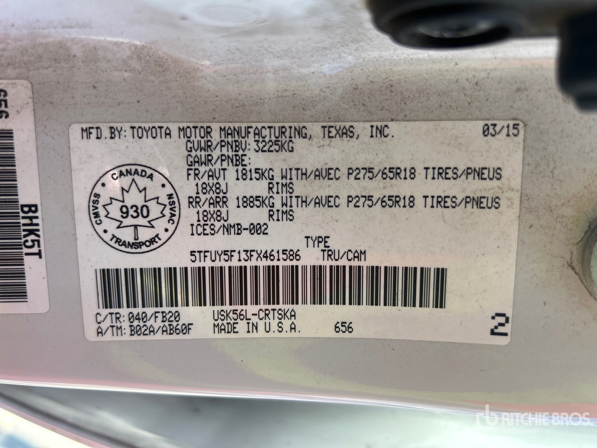 General Appearance with Serial Number / VIN