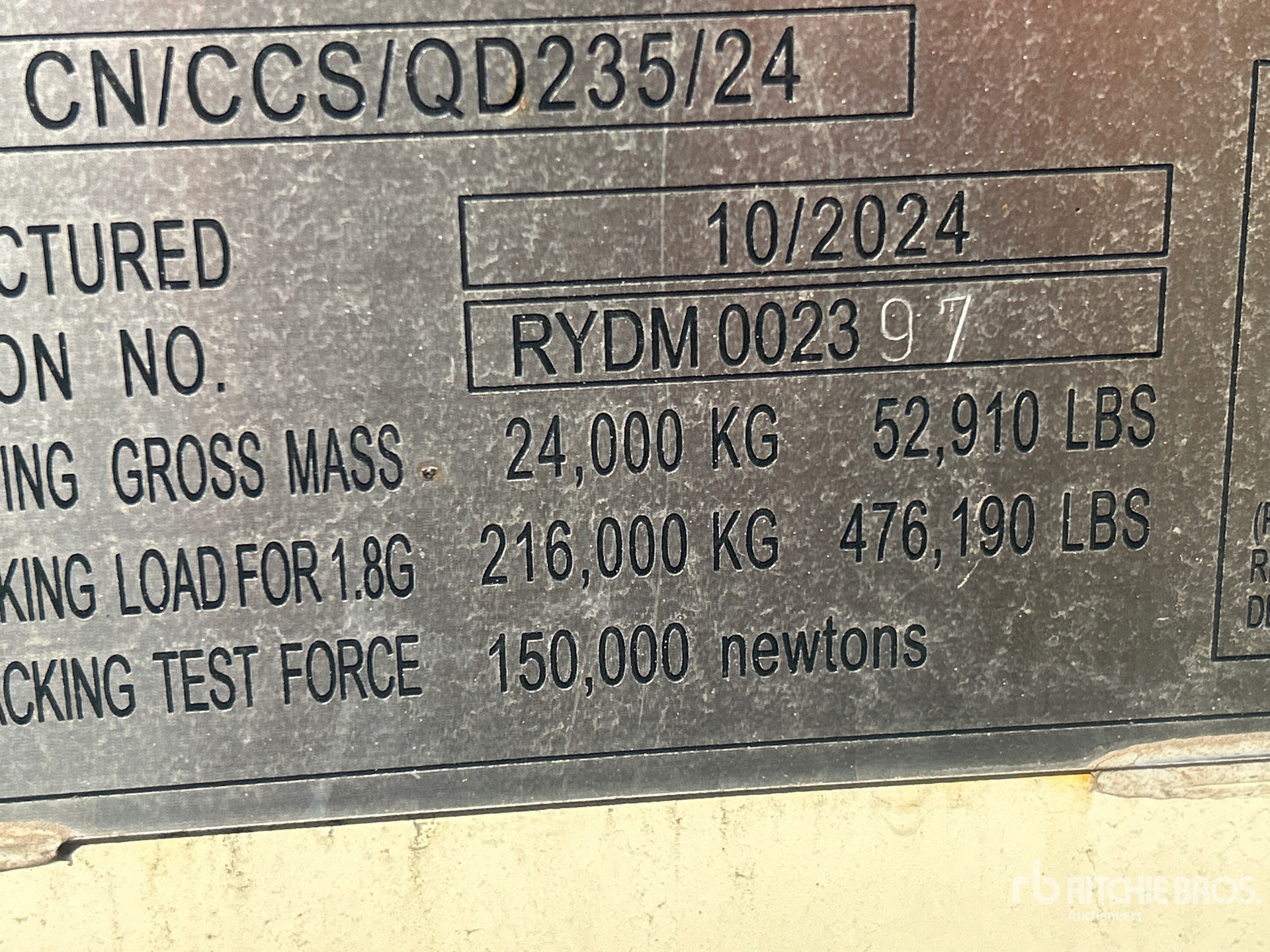 General Appearance with Serial Number / VIN