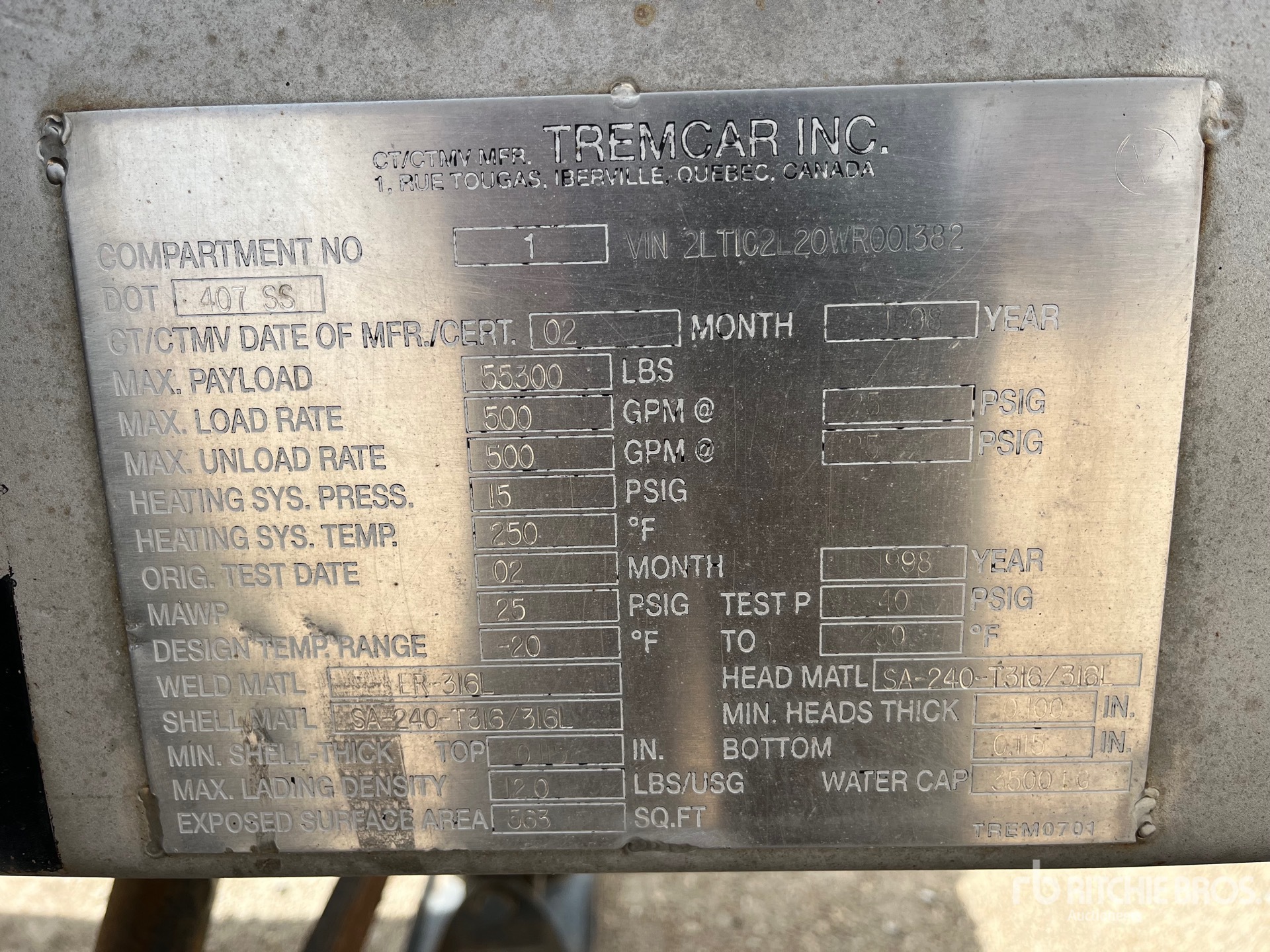 General Appearance with Serial Number / VIN
