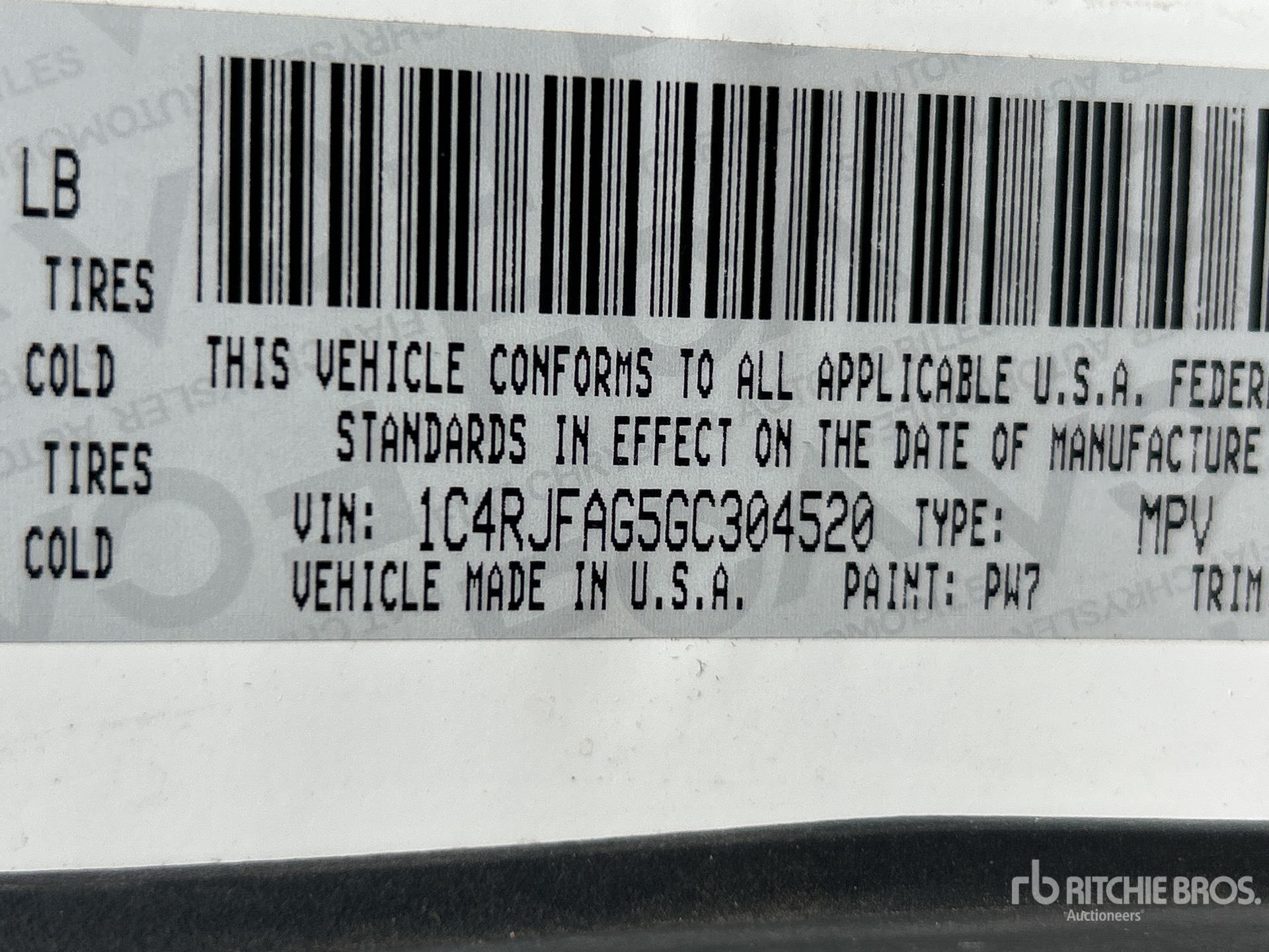 General Appearance with Serial Number / VIN