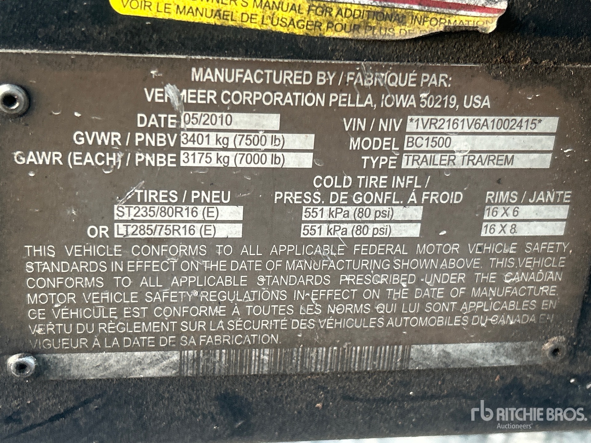 General Appearance with Serial Number / VIN