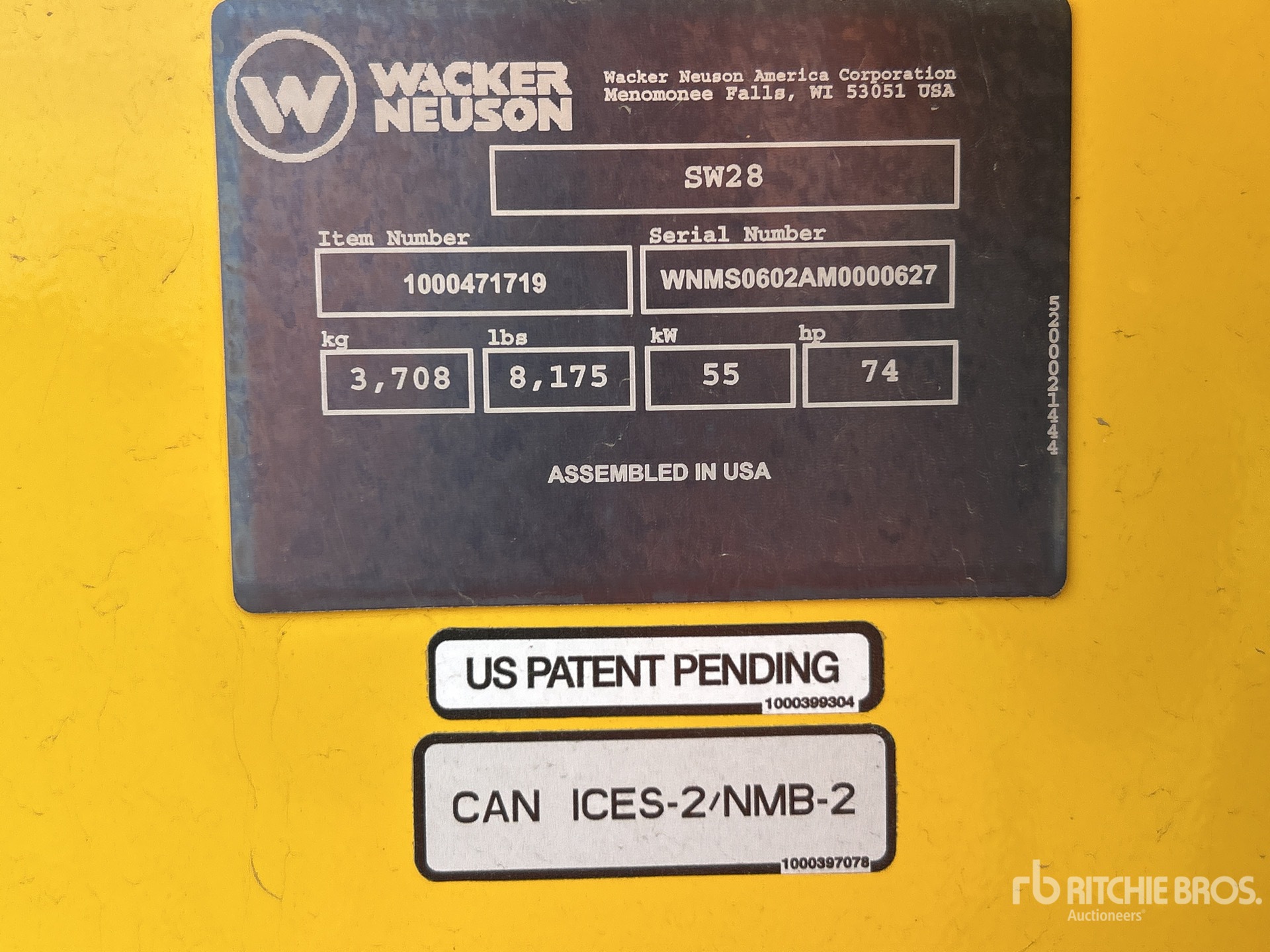General Appearance with Serial Number / VIN