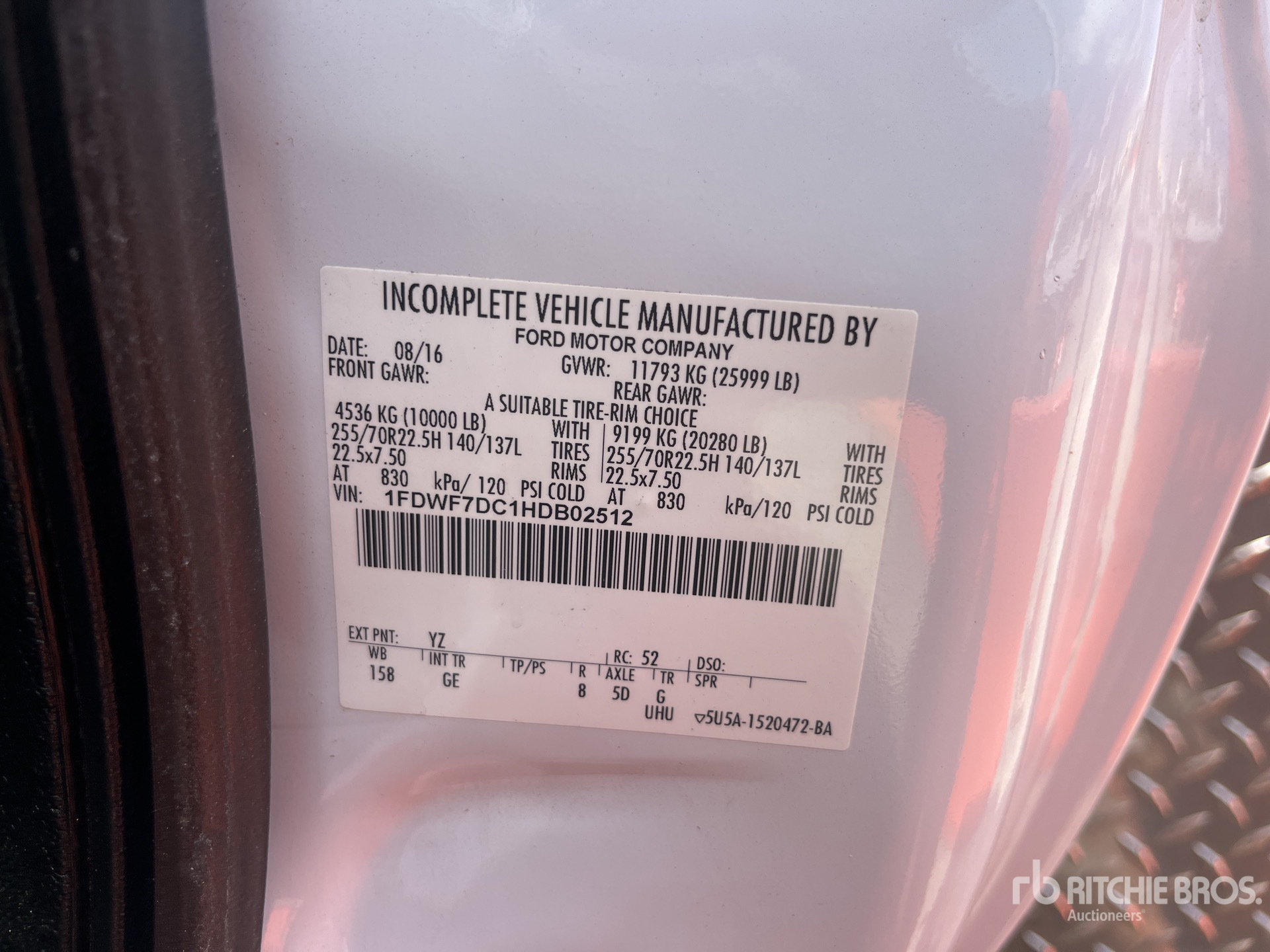 General Appearance with Serial Number / VIN