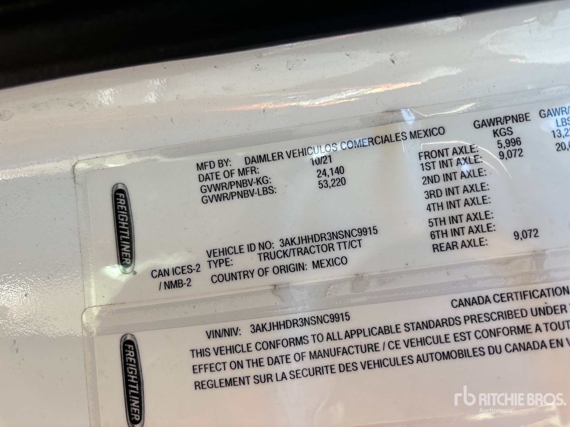 General Appearance with Serial Number / VIN