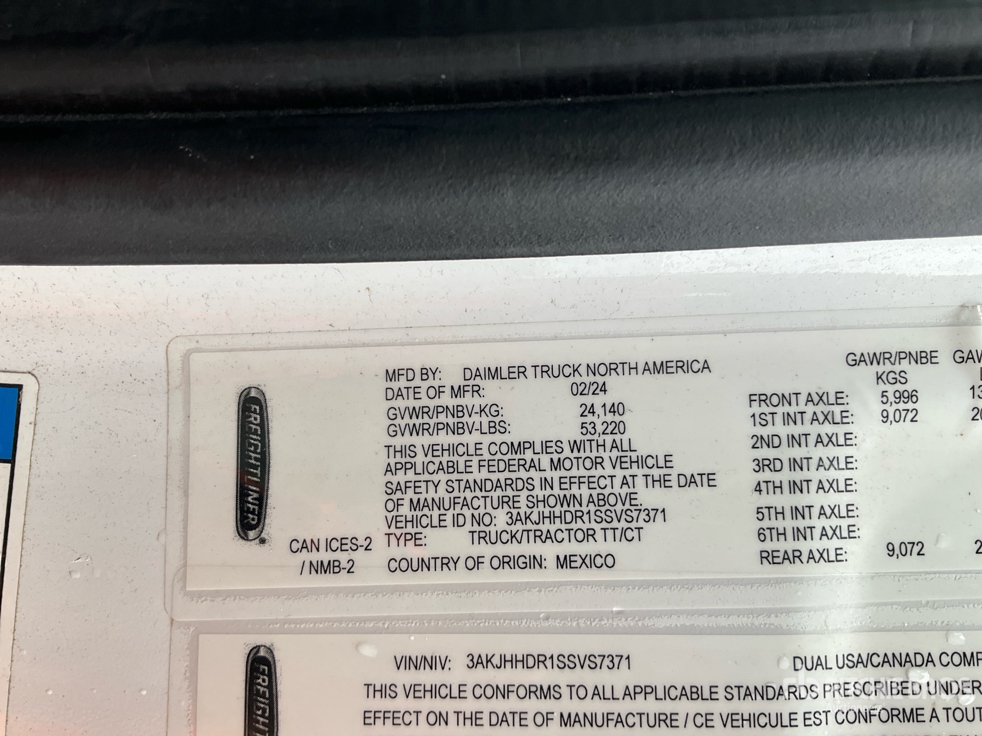 General Appearance with Serial Number / VIN