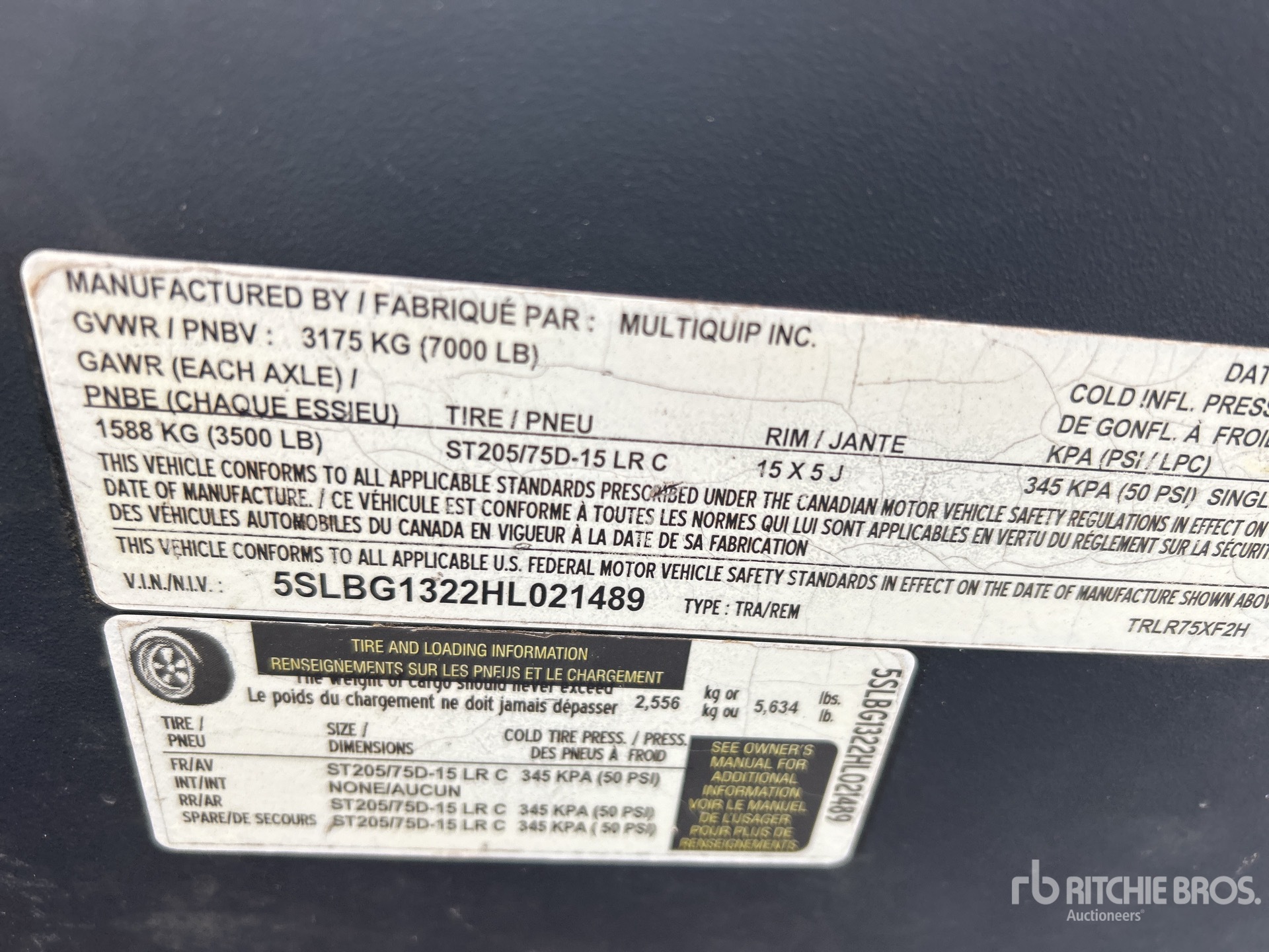 General Appearance with Serial Number / VIN