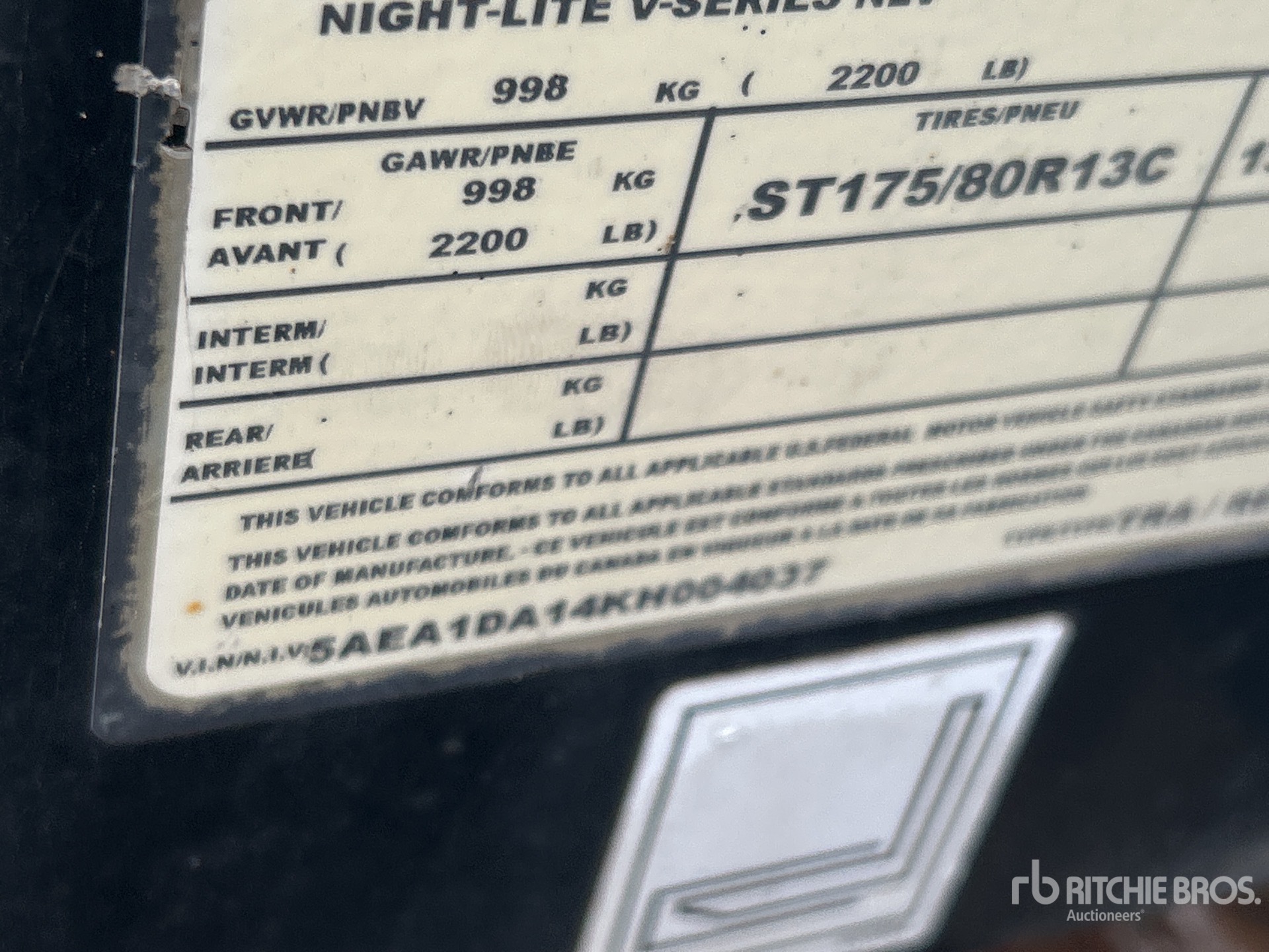 General Appearance with Serial Number / VIN
