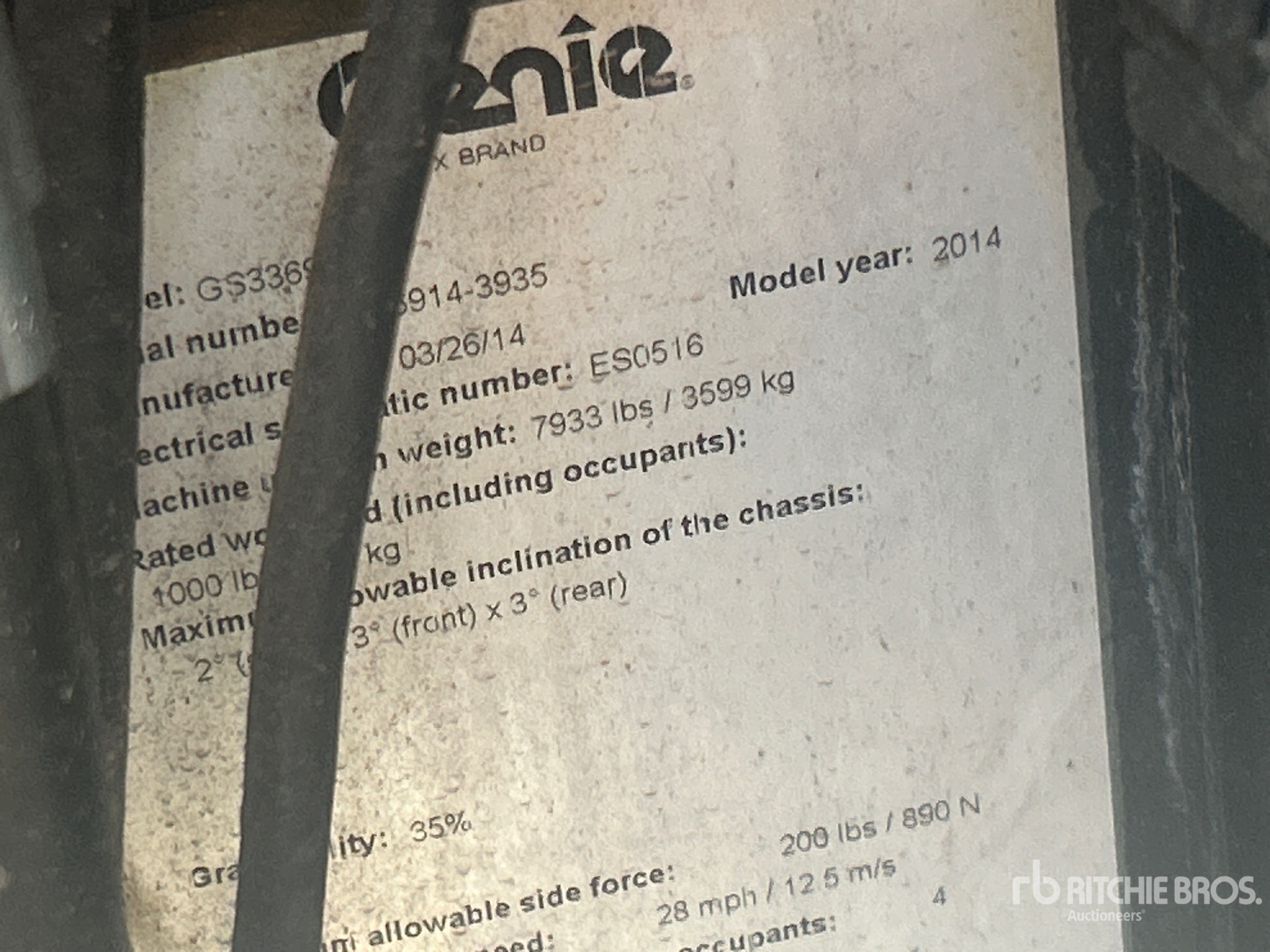 General Appearance with Serial Number / VIN