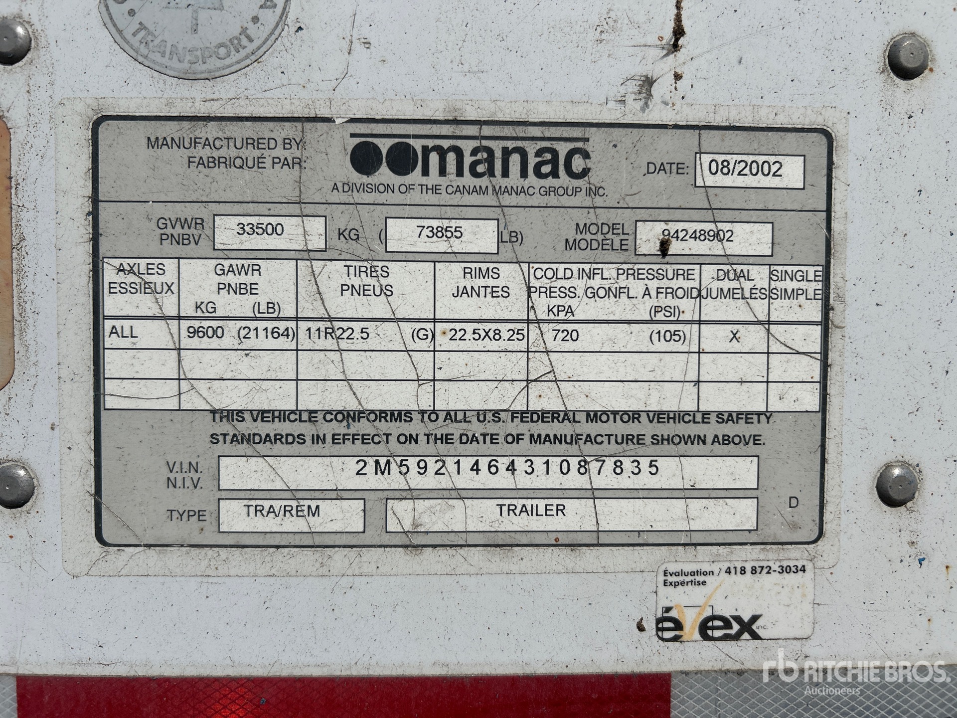 General Appearance with Serial Number / VIN