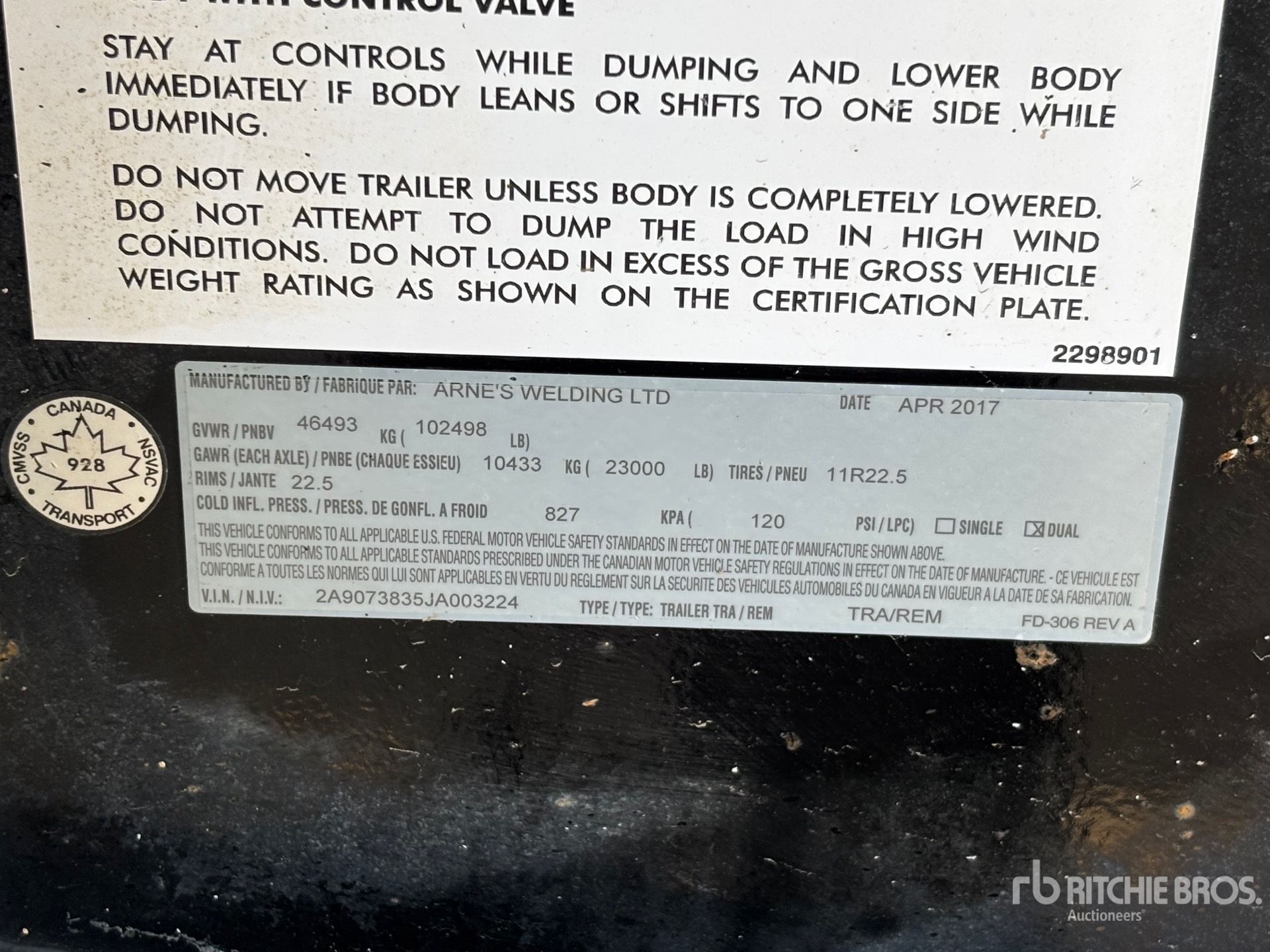 General Appearance with Serial Number / VIN