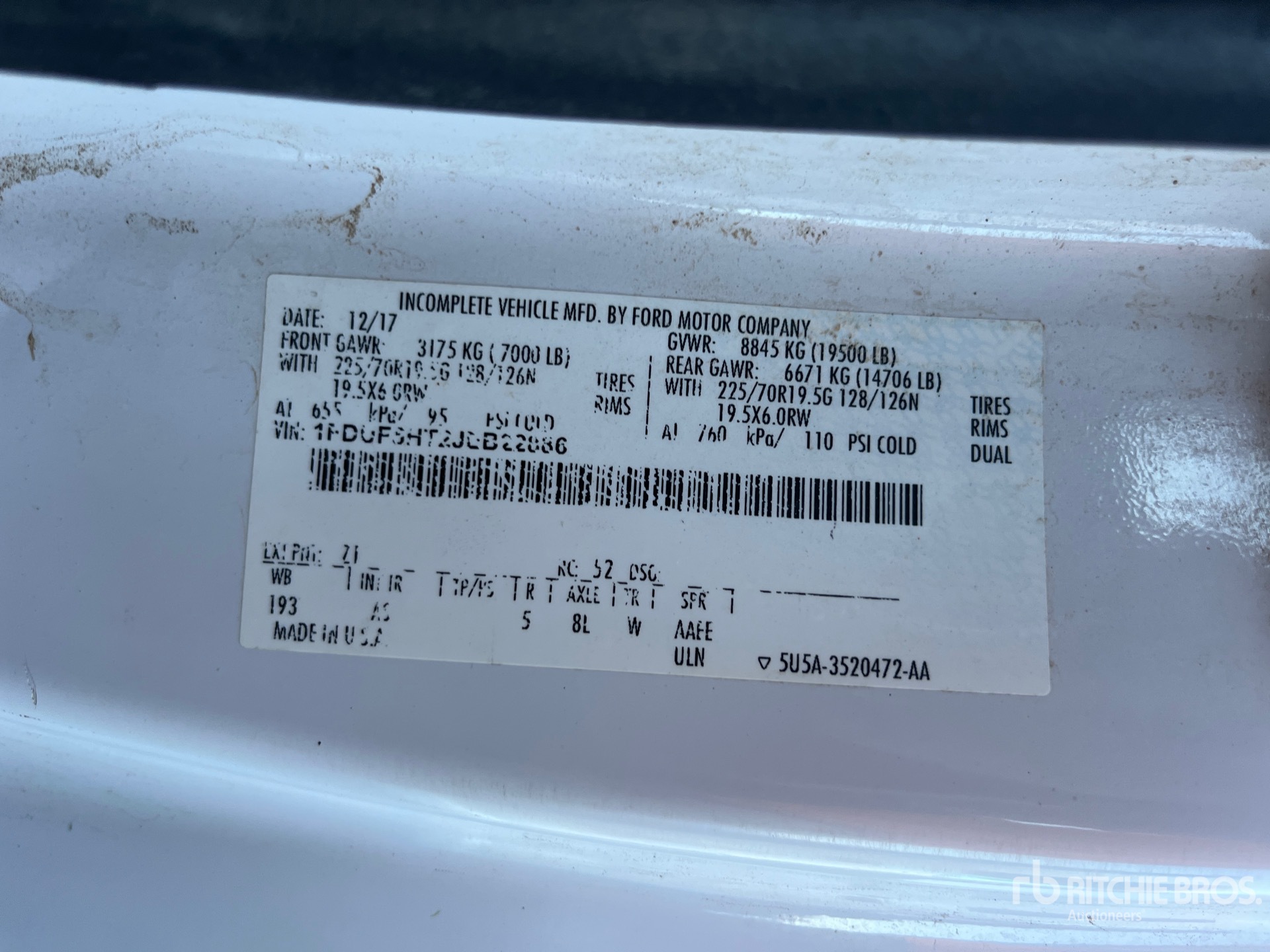 General Appearance with Serial Number / VIN
