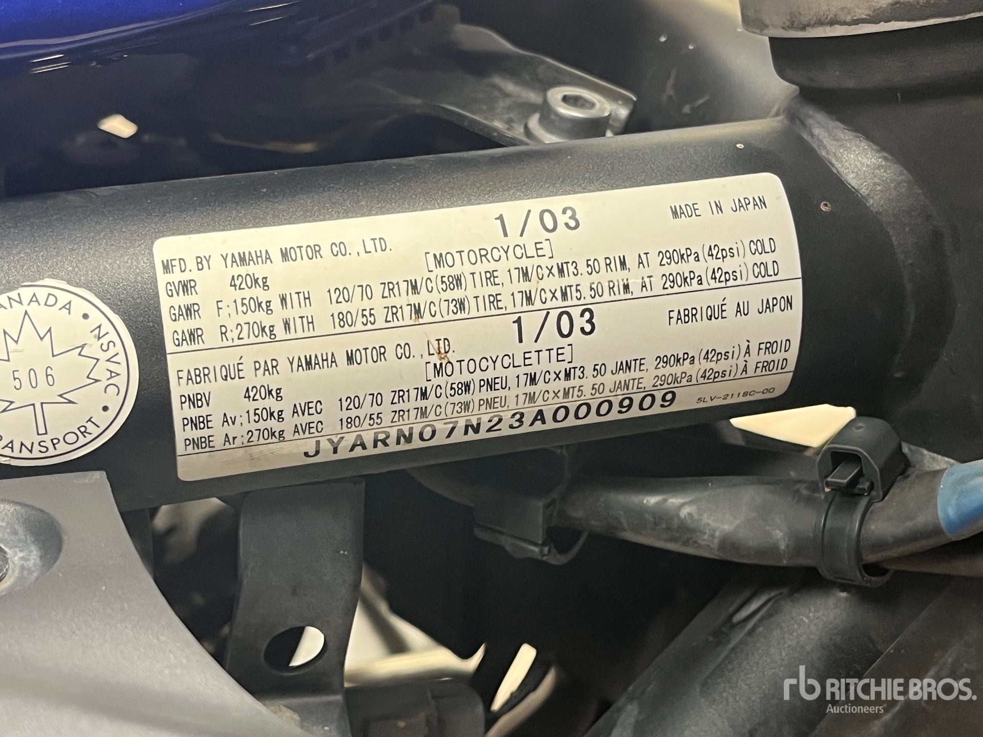 General Appearance with Serial Number / VIN