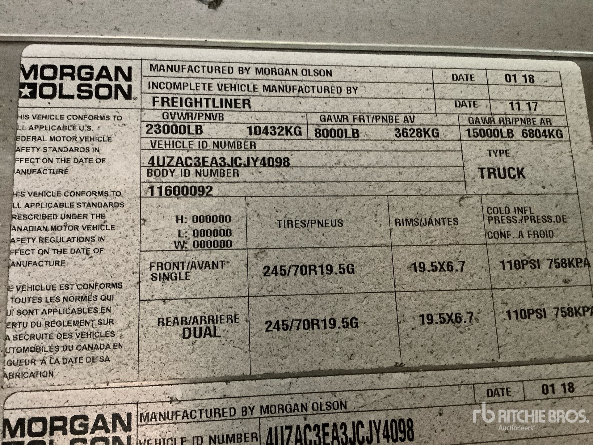 General Appearance with Serial Number / VIN