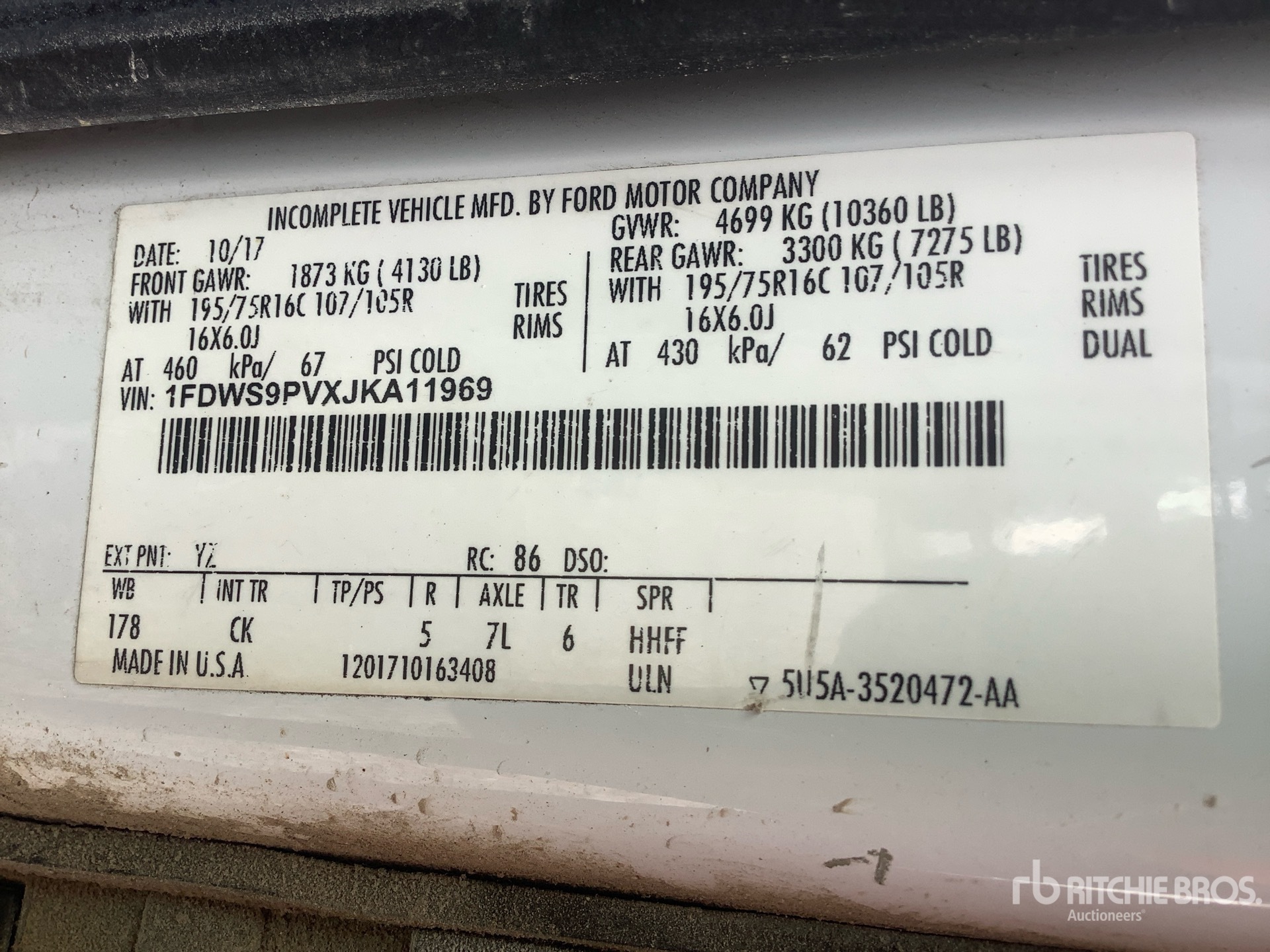 General Appearance with Serial Number / VIN