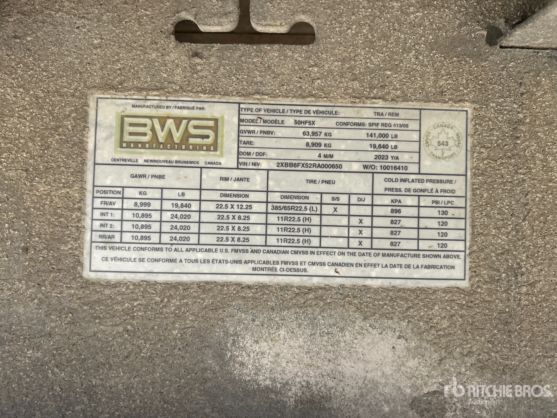 General Appearance with Serial Number / VIN
