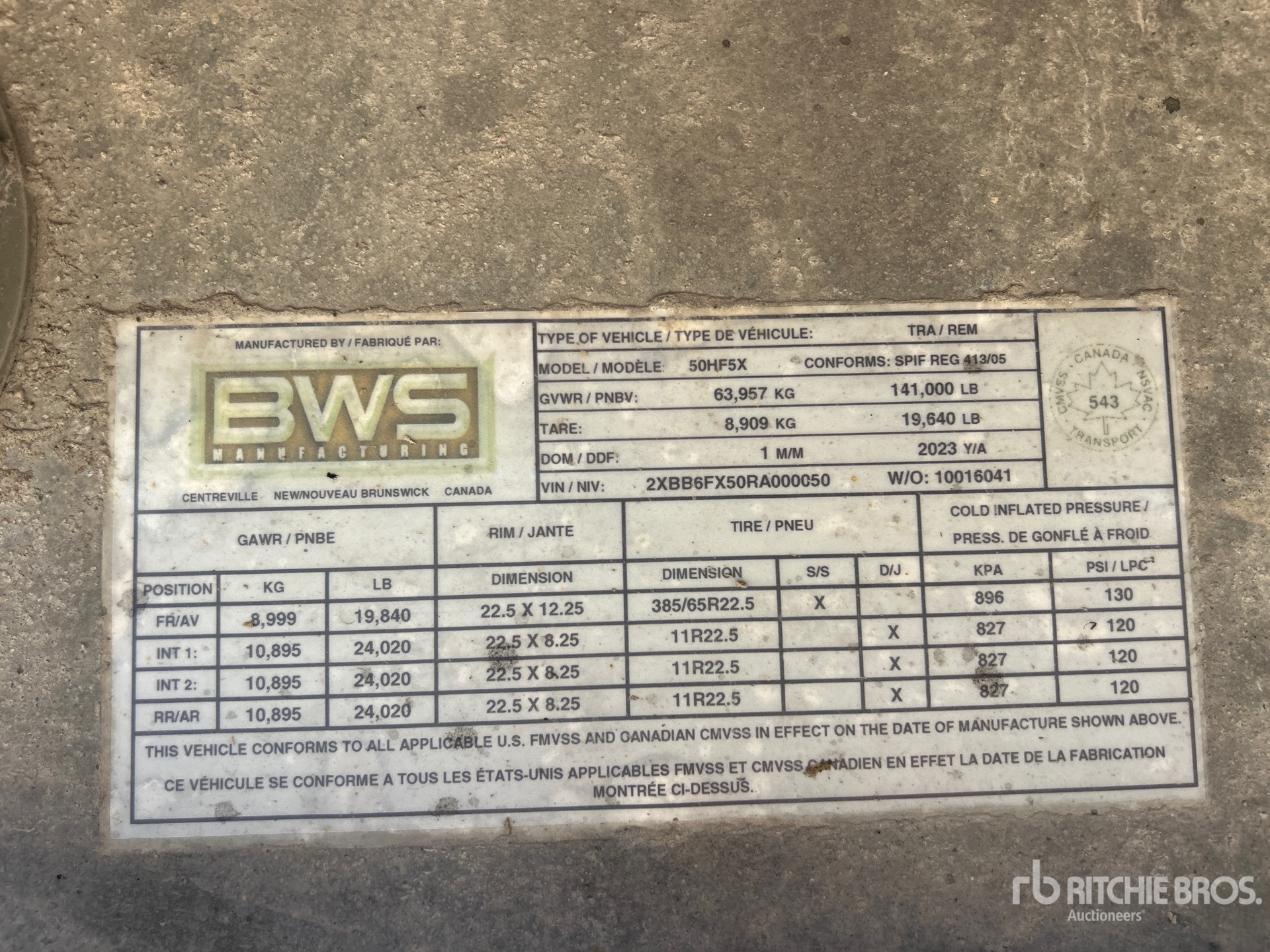 General Appearance with Serial Number / VIN