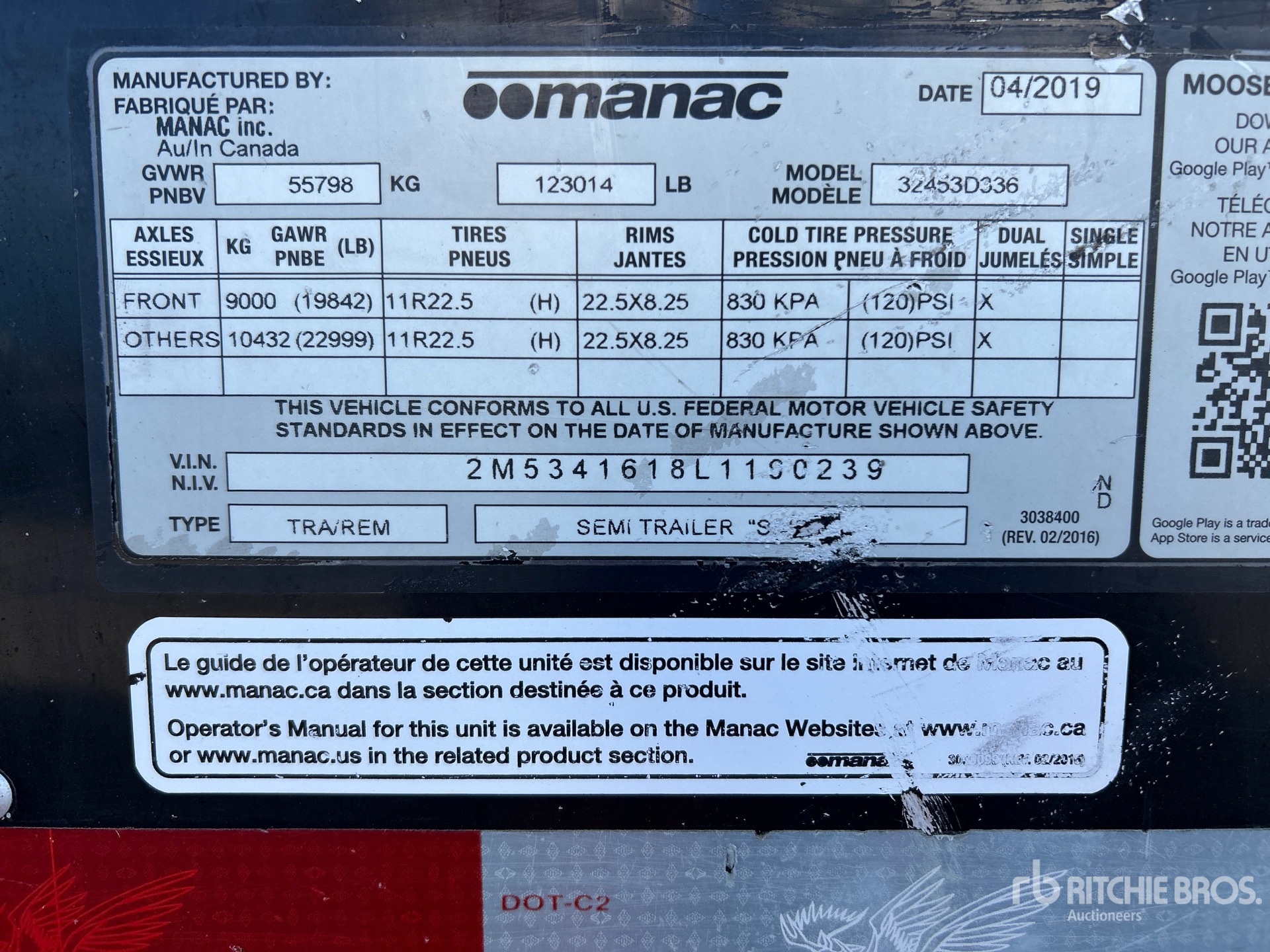 General Appearance with Serial Number / VIN