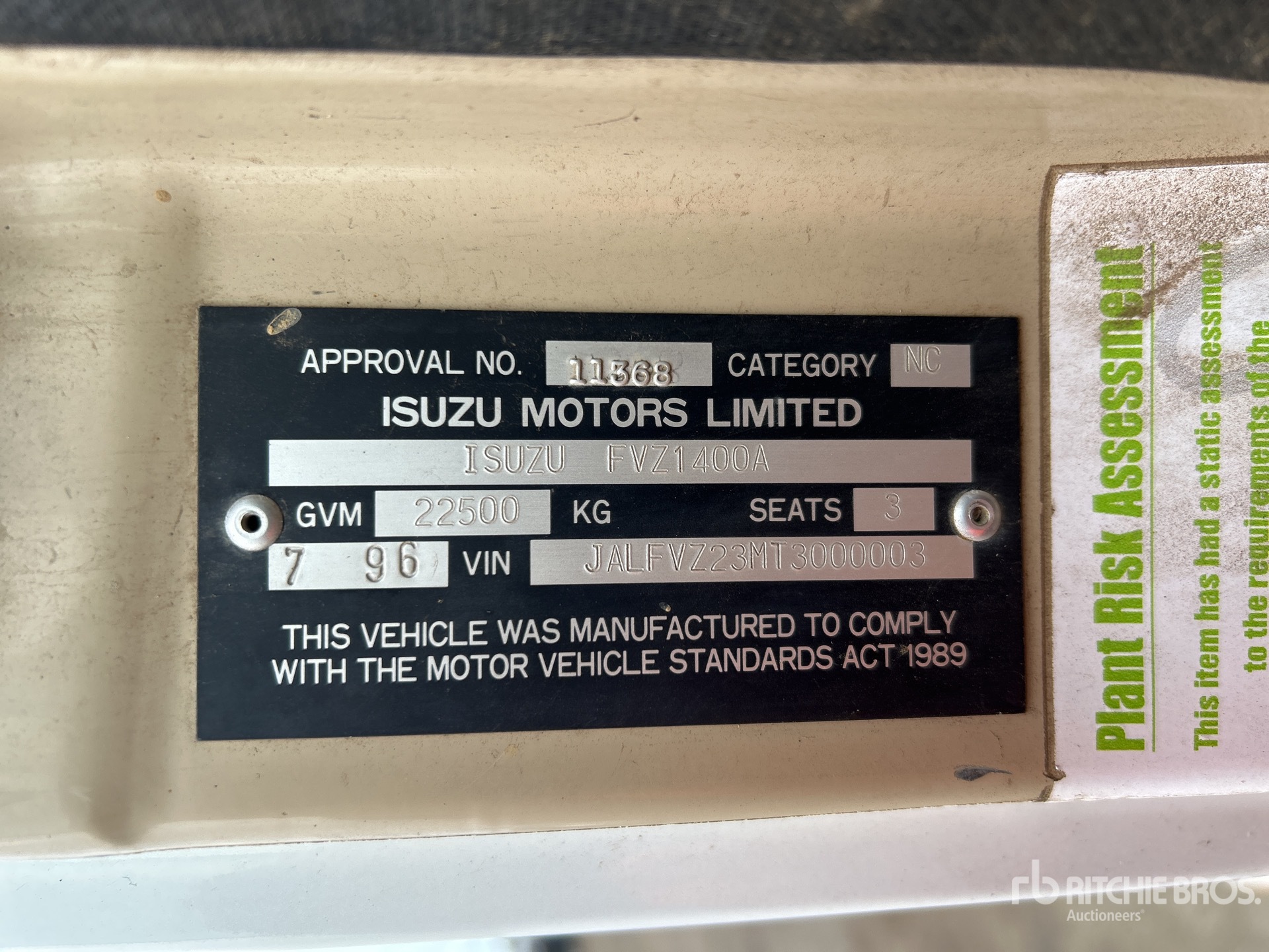 General Appearance with Serial Number / VIN