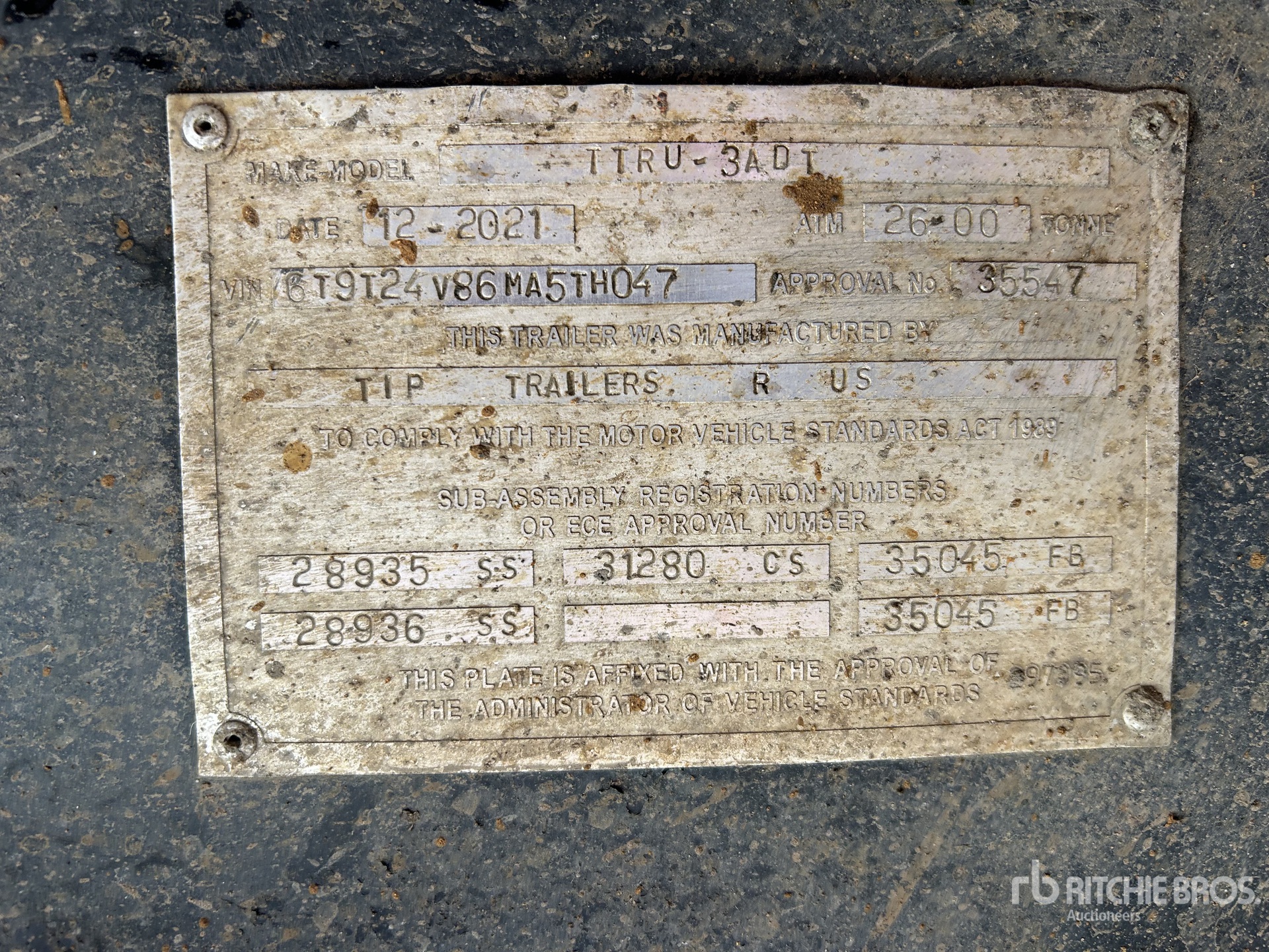 General Appearance with Serial Number / VIN
