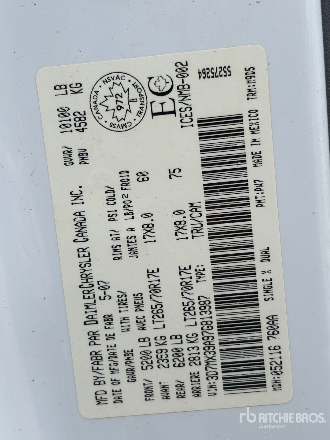 General Appearance with Second Serial Number/VIN Photo