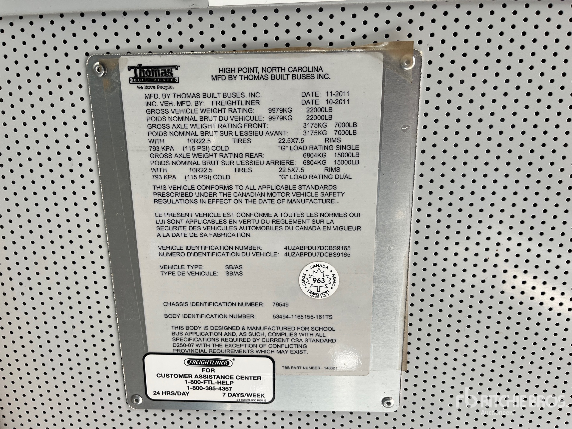 General Appearance with Serial Number / VIN