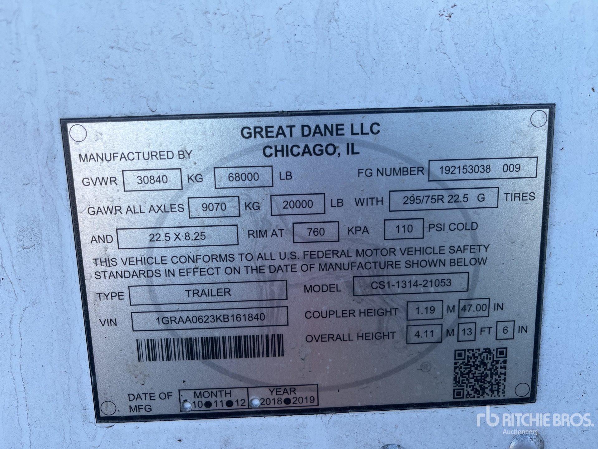 General Appearance with Serial Number / VIN
