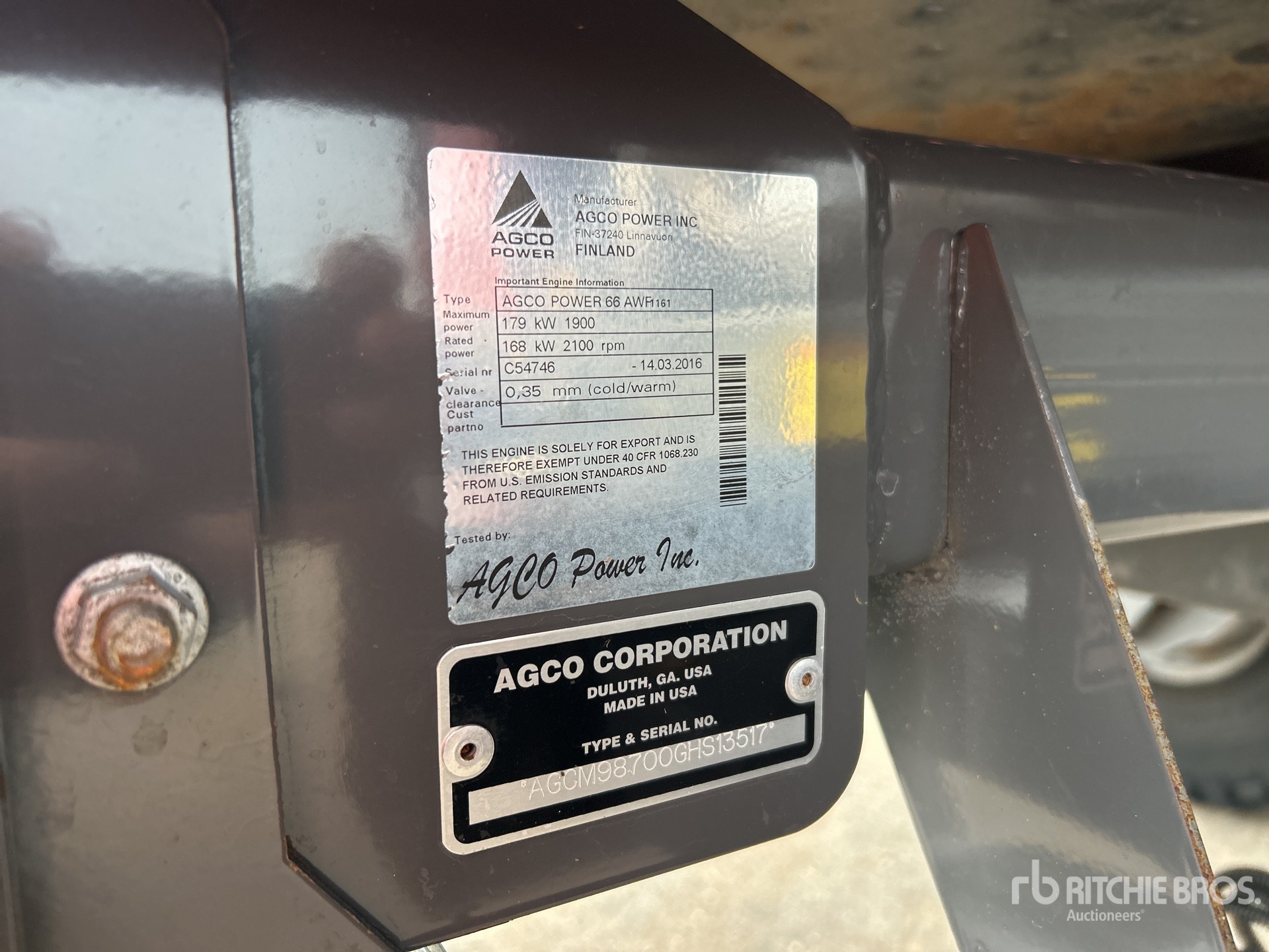 General Appearance with Serial Number / VIN