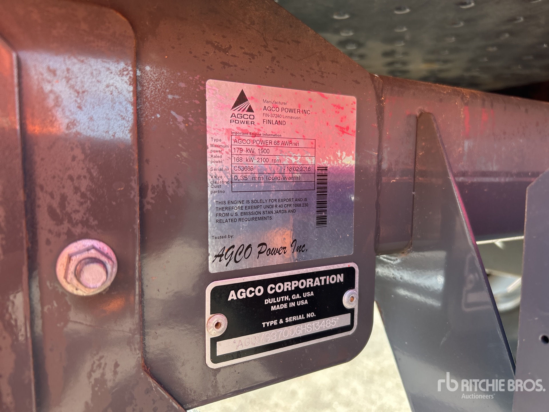 General Appearance with Serial Number / VIN