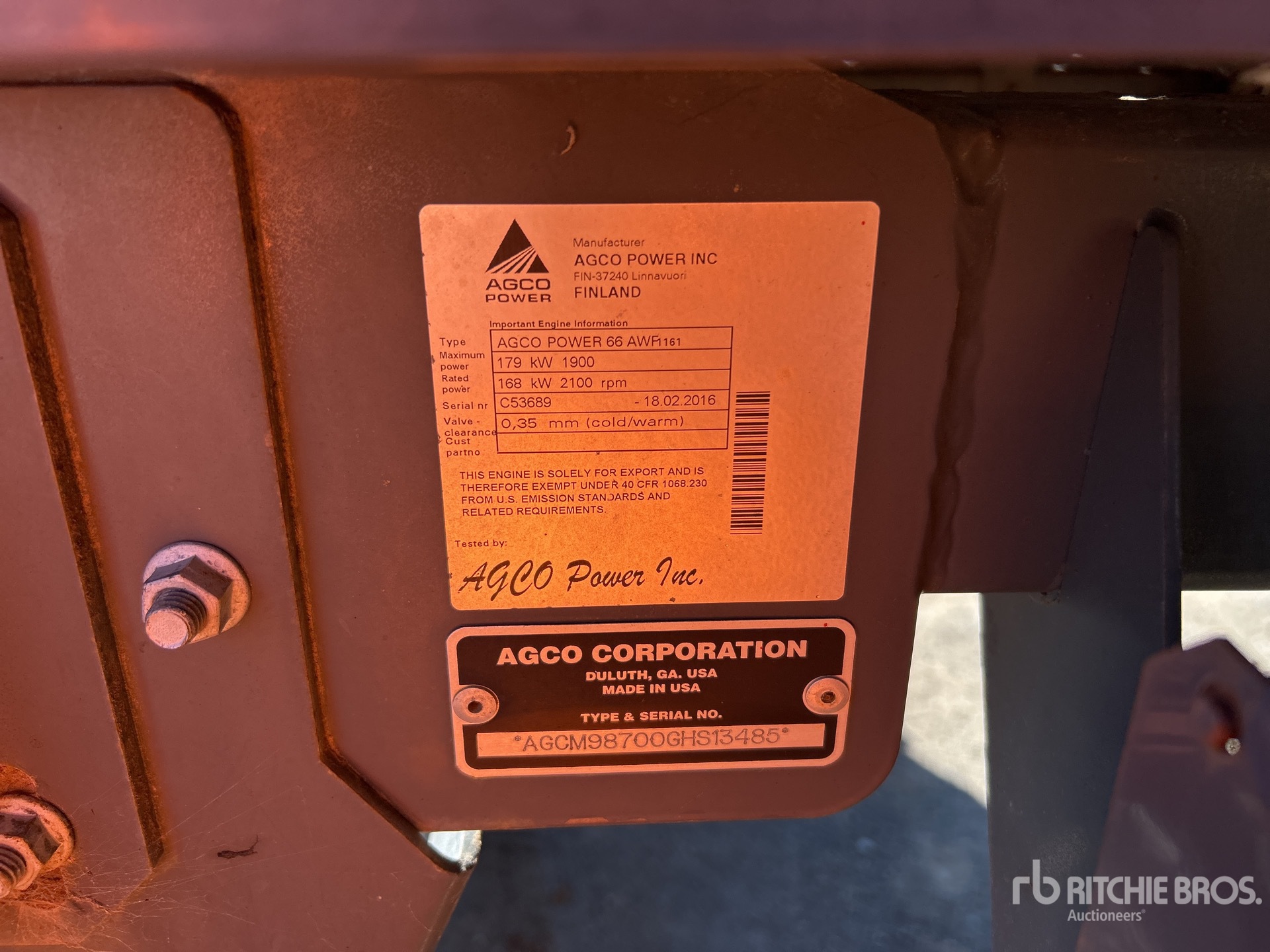General Appearance with Serial Number / VIN