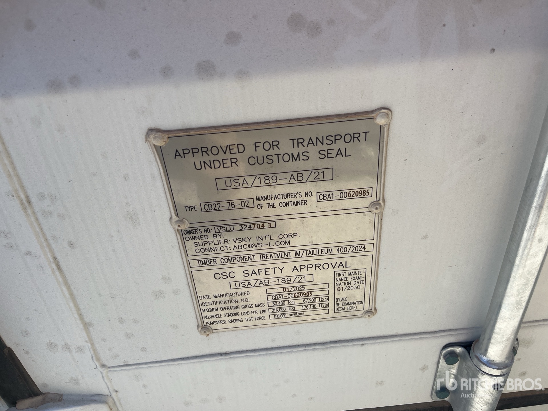 General Appearance with Serial Number / VIN