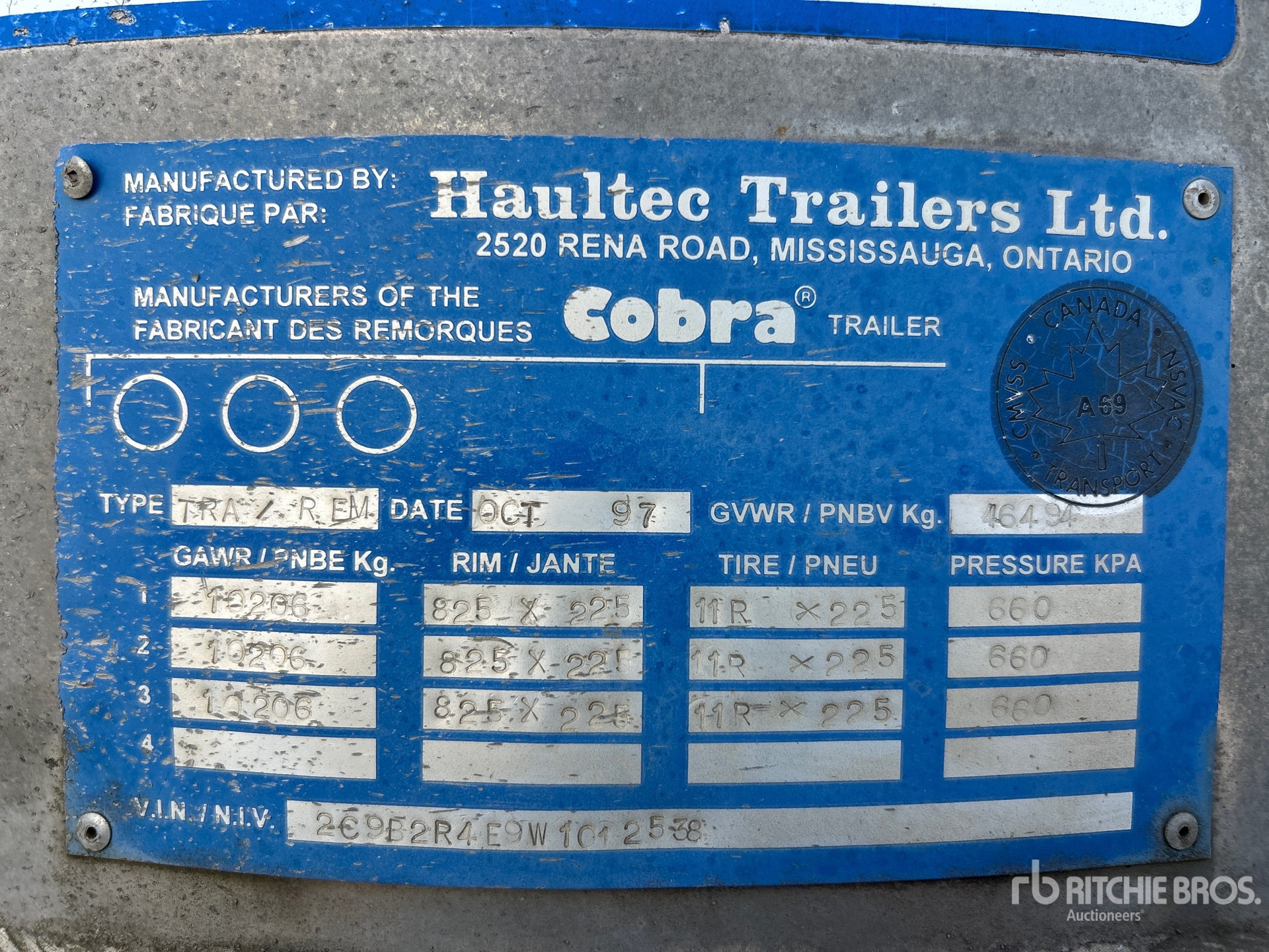 General Appearance with Serial Number / VIN