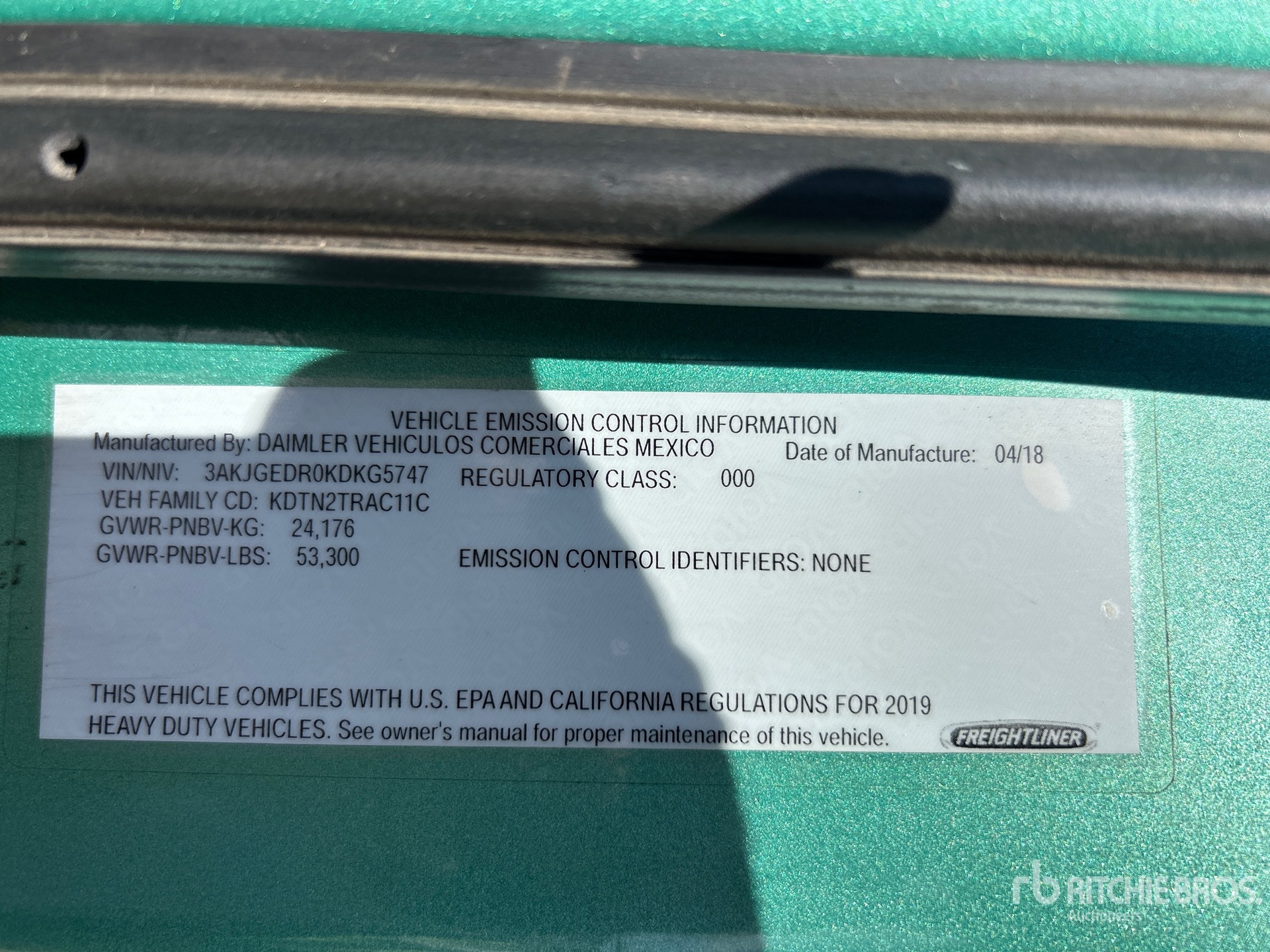 General Appearance with Serial Number / VIN