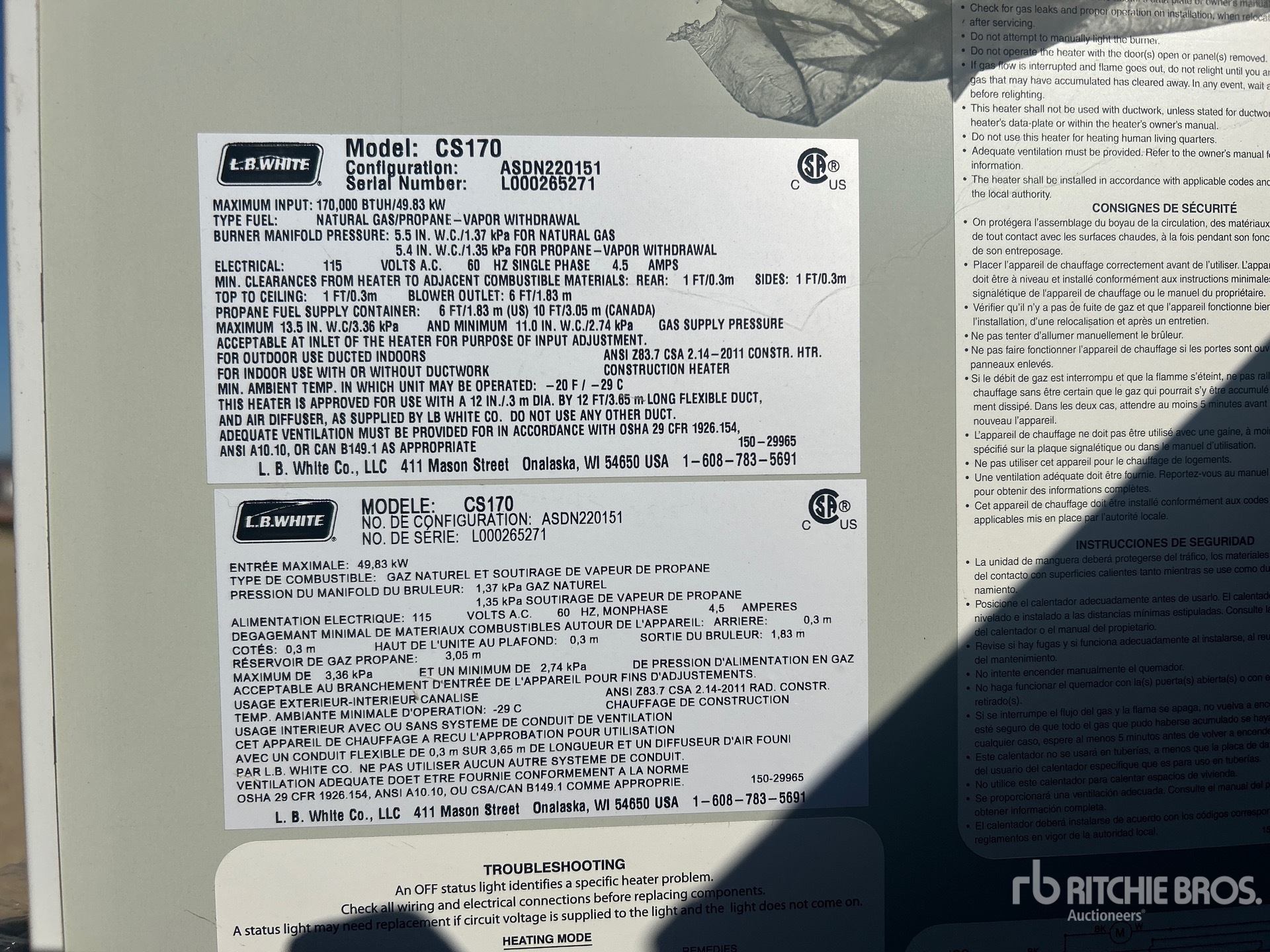 General Appearance with Serial Number / VIN