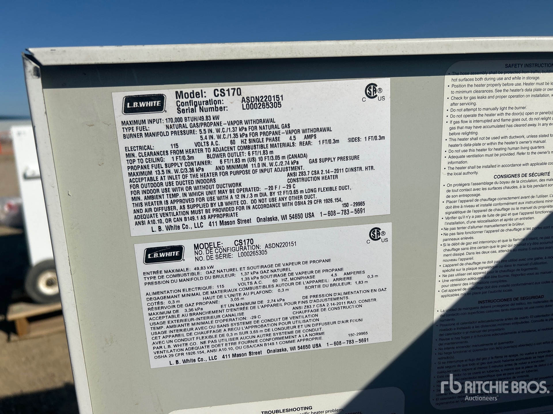 General Appearance with Serial Number / VIN
