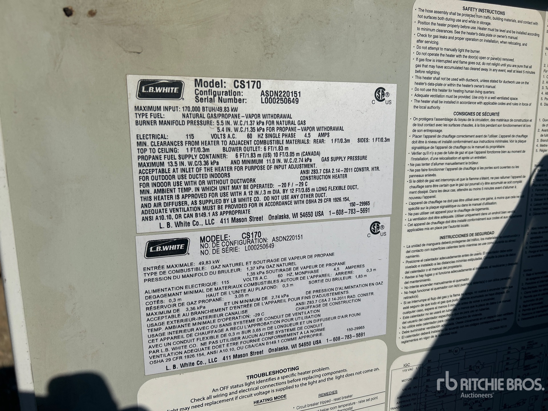 General Appearance with Serial Number / VIN