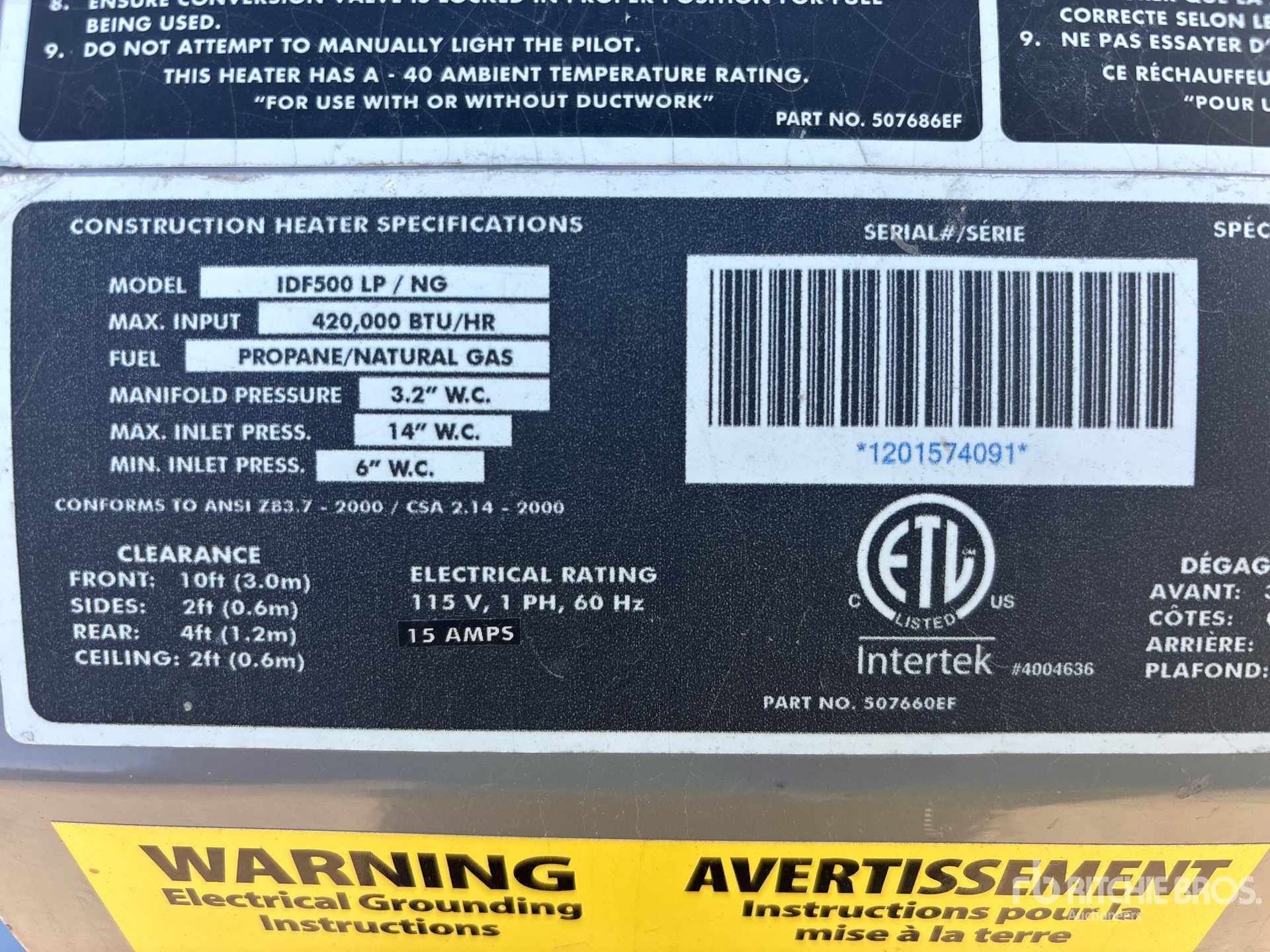 General Appearance with Serial Number / VIN