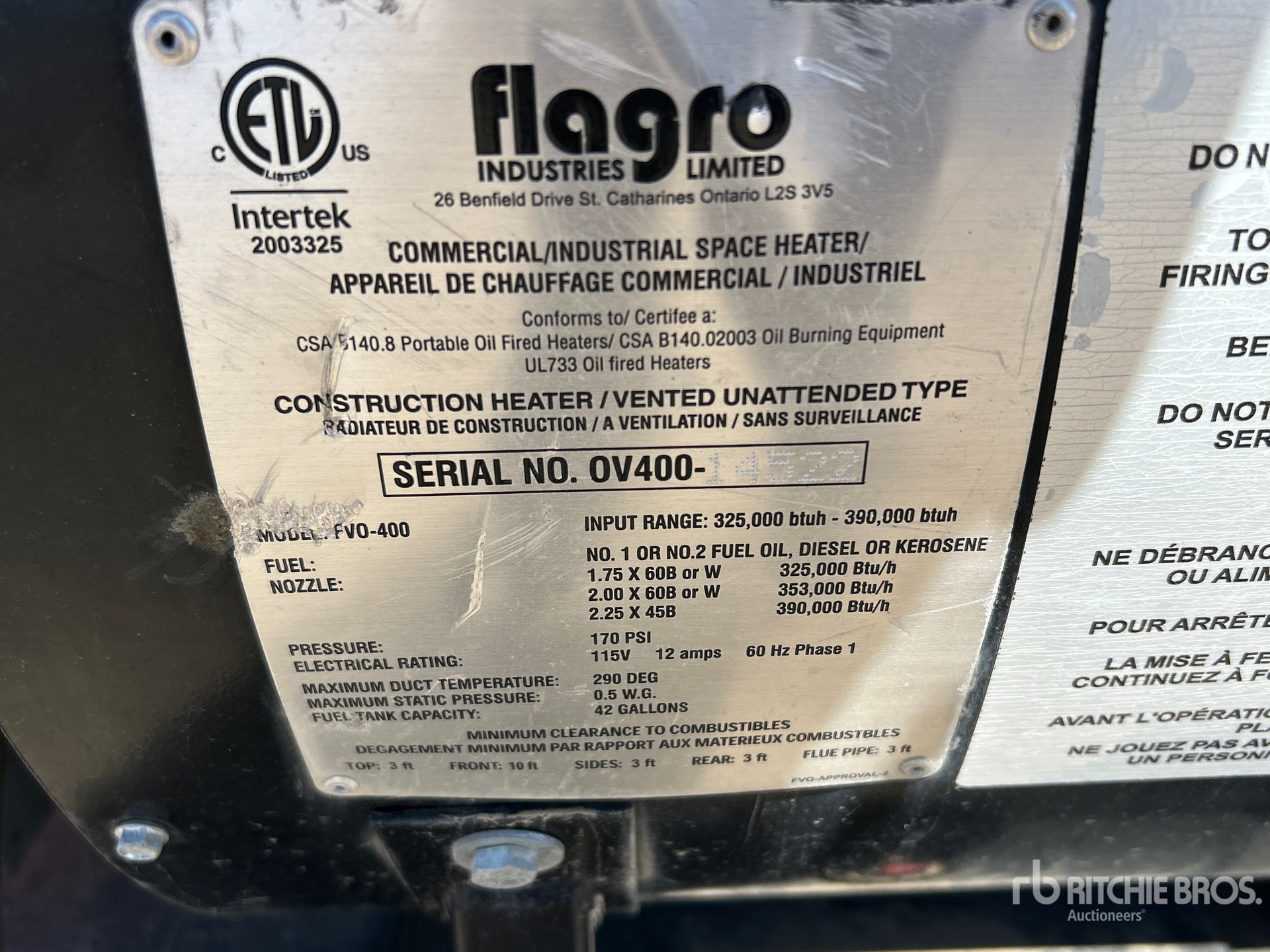 General Appearance with Serial Number / VIN