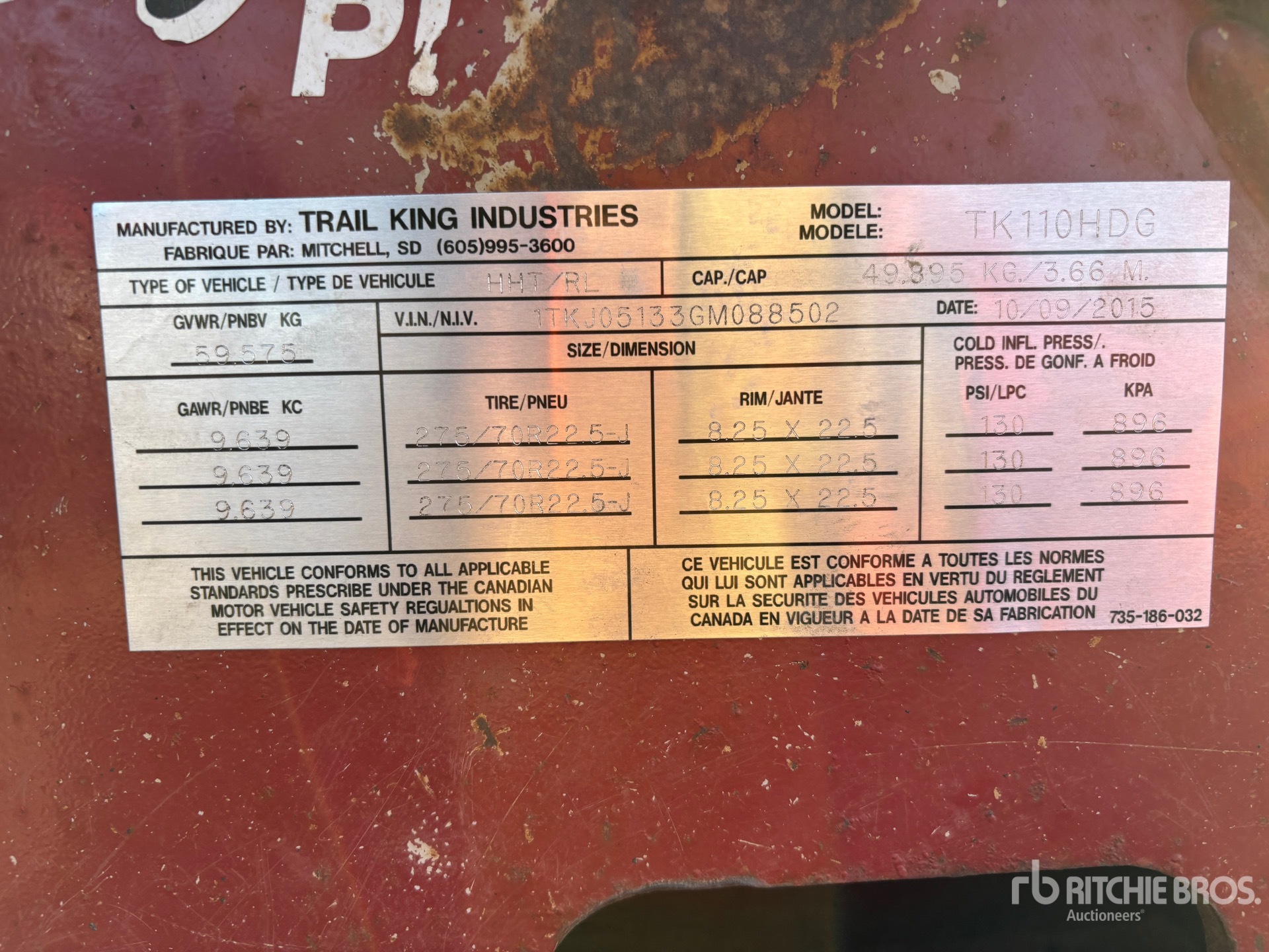 General Appearance with Serial Number / VIN