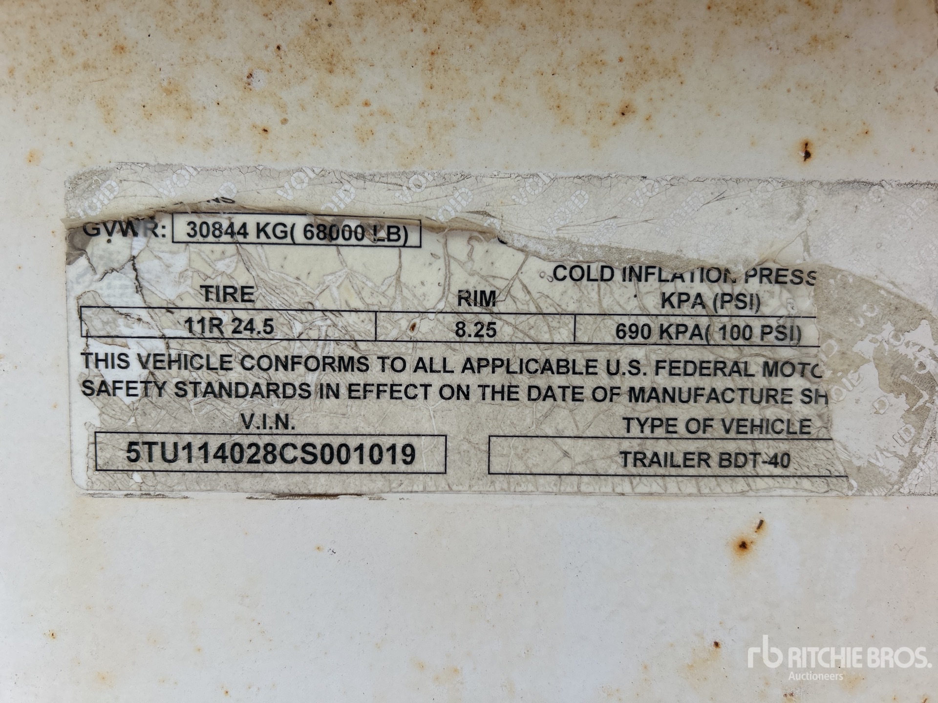 General Appearance with Serial Number / VIN