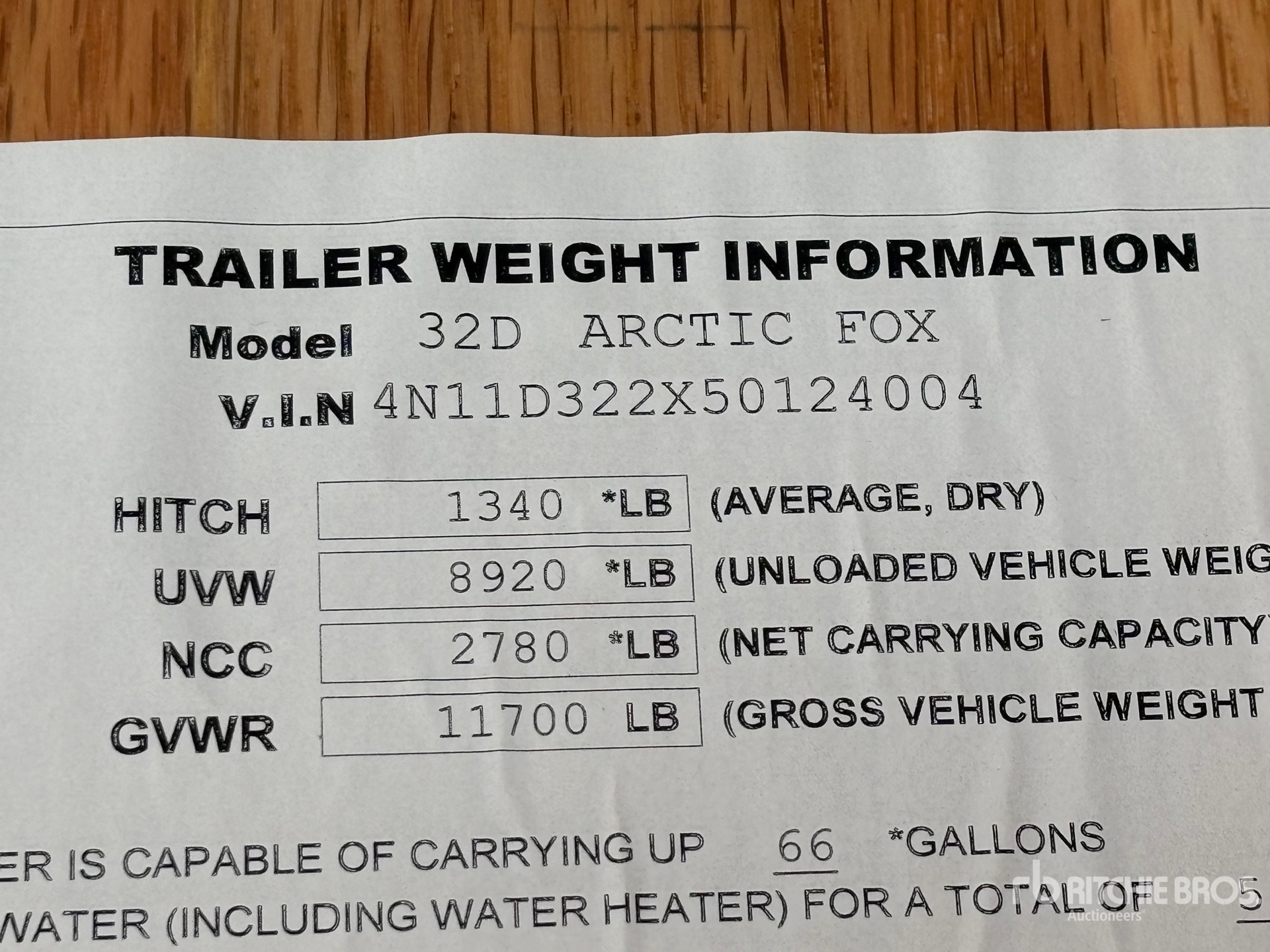 General Appearance with Serial Number / VIN