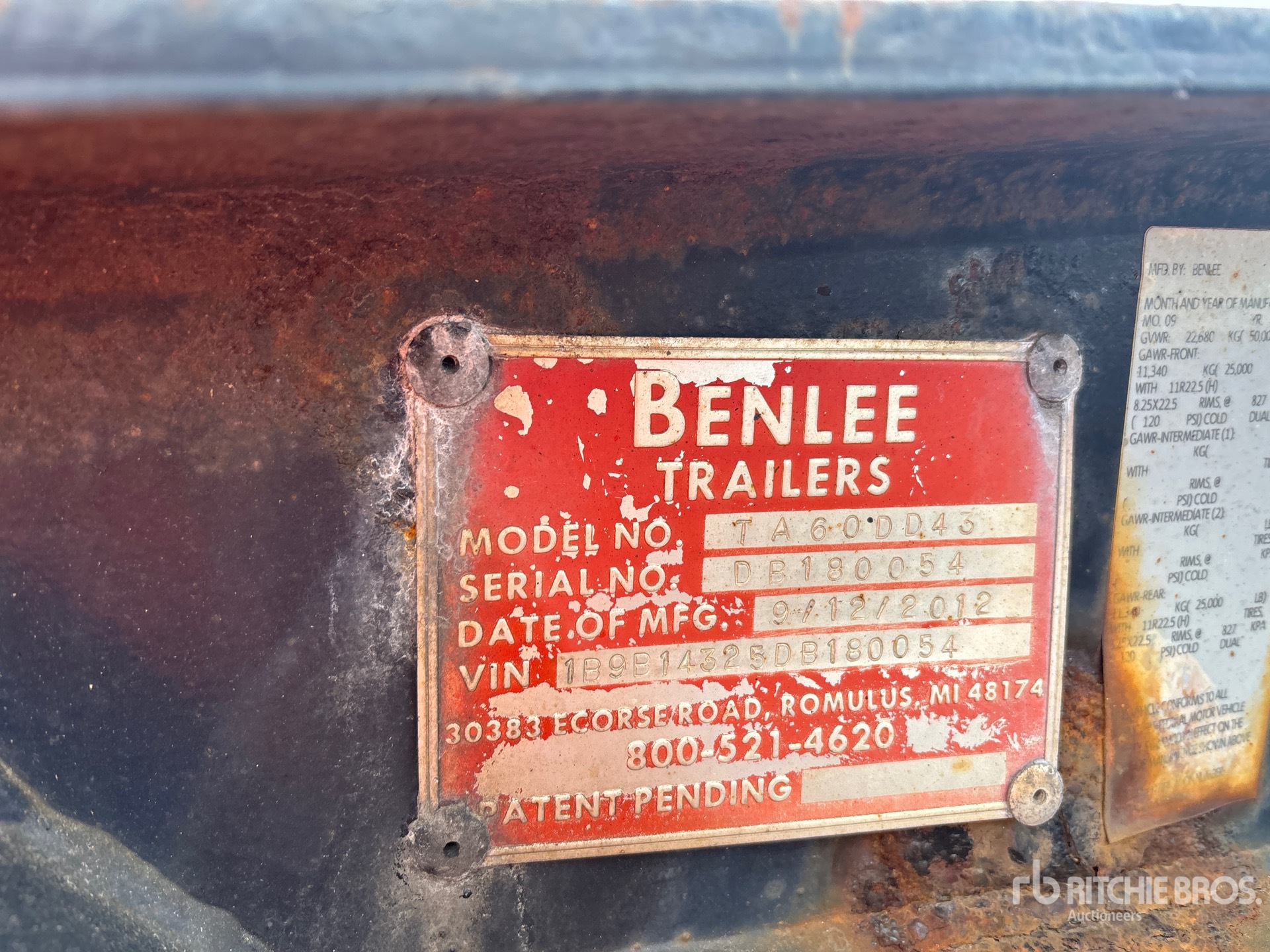 General Appearance with Serial Number / VIN