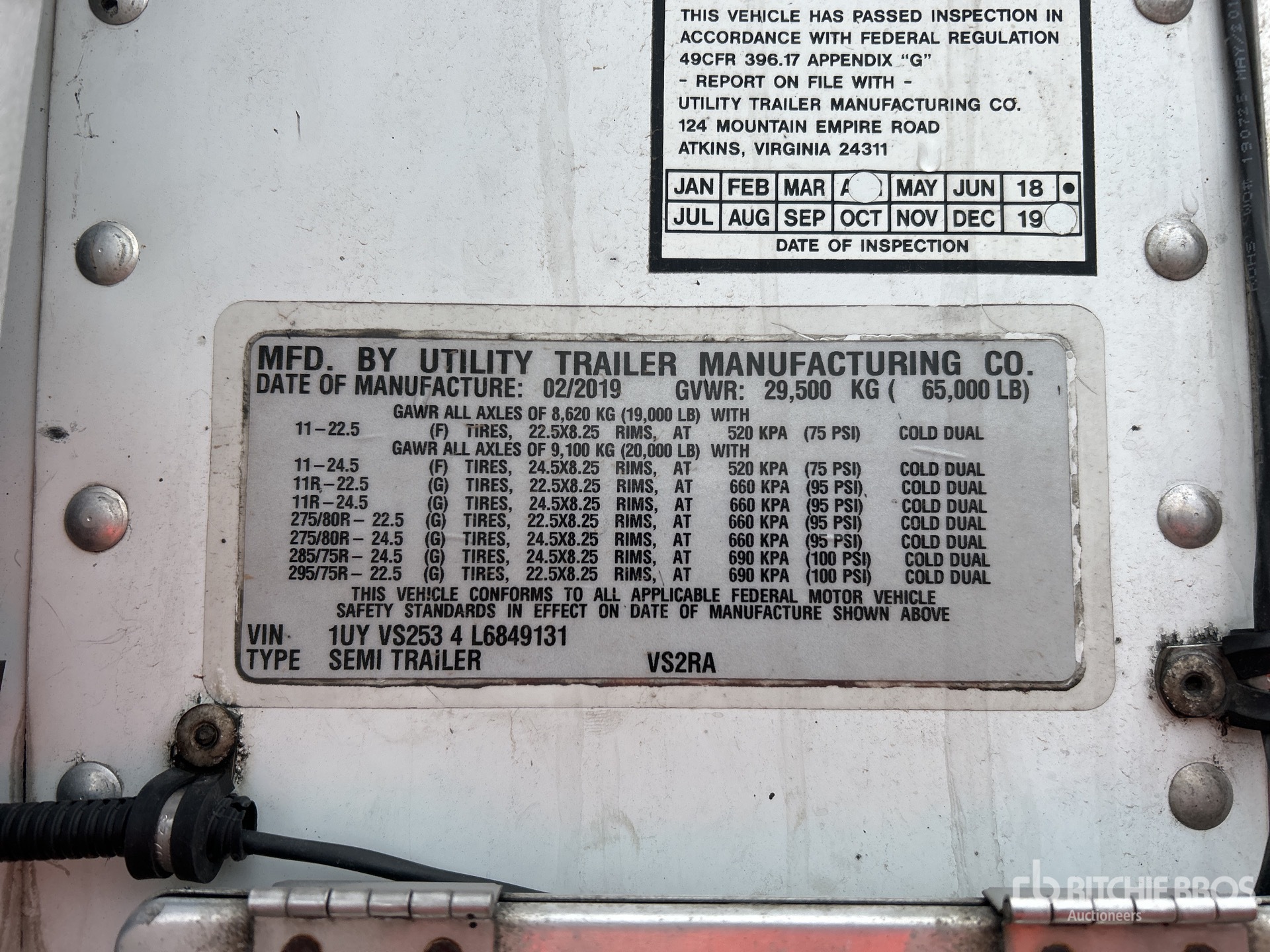 General Appearance with Serial Number / VIN