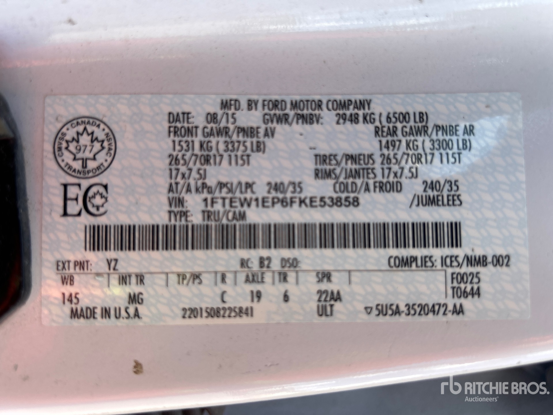 General Appearance with Serial Number / VIN