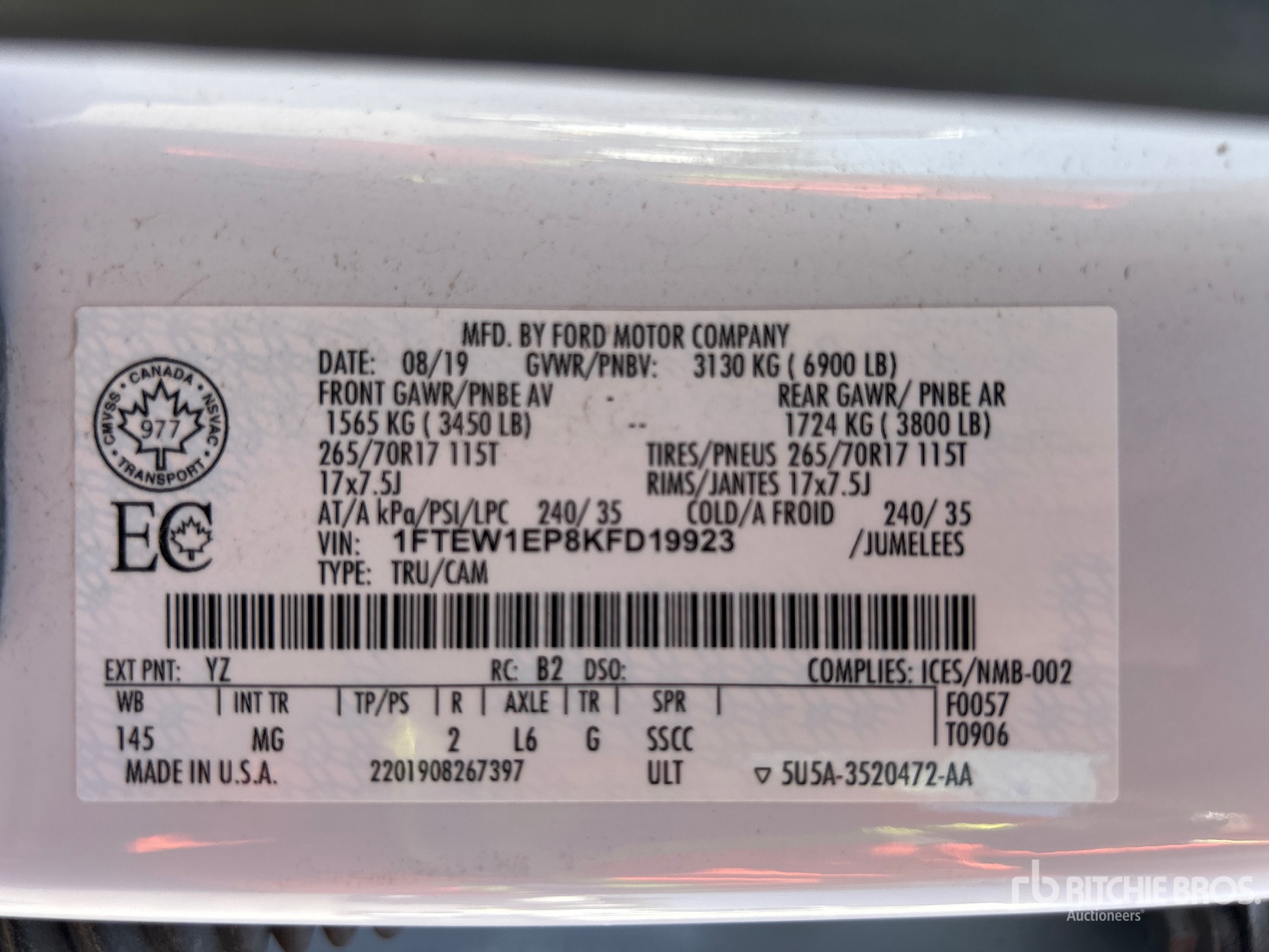 General Appearance with Serial Number / VIN