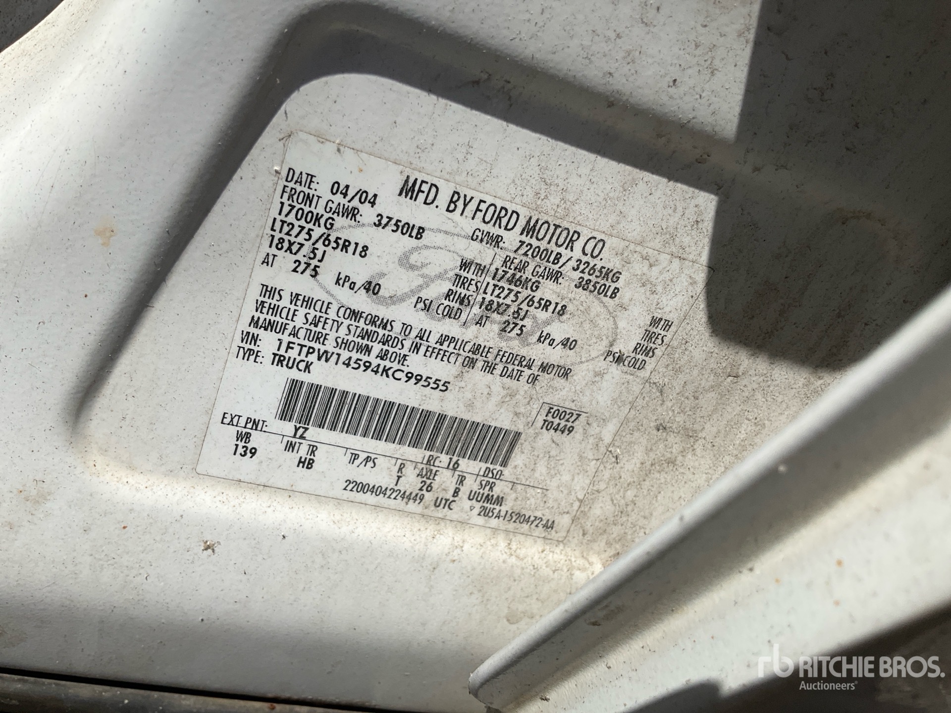 General Appearance with Serial Number / VIN