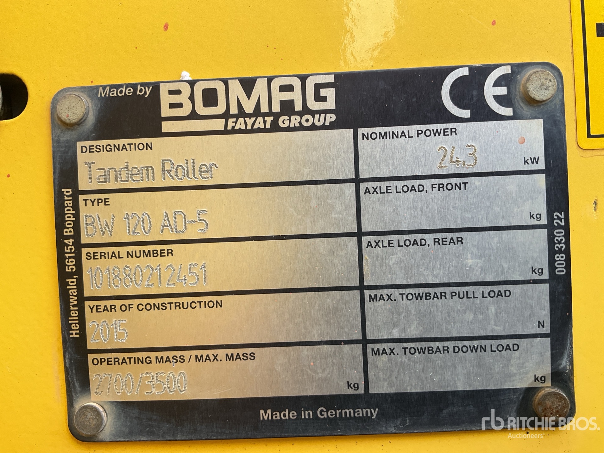 General Appearance with Serial Number / VIN