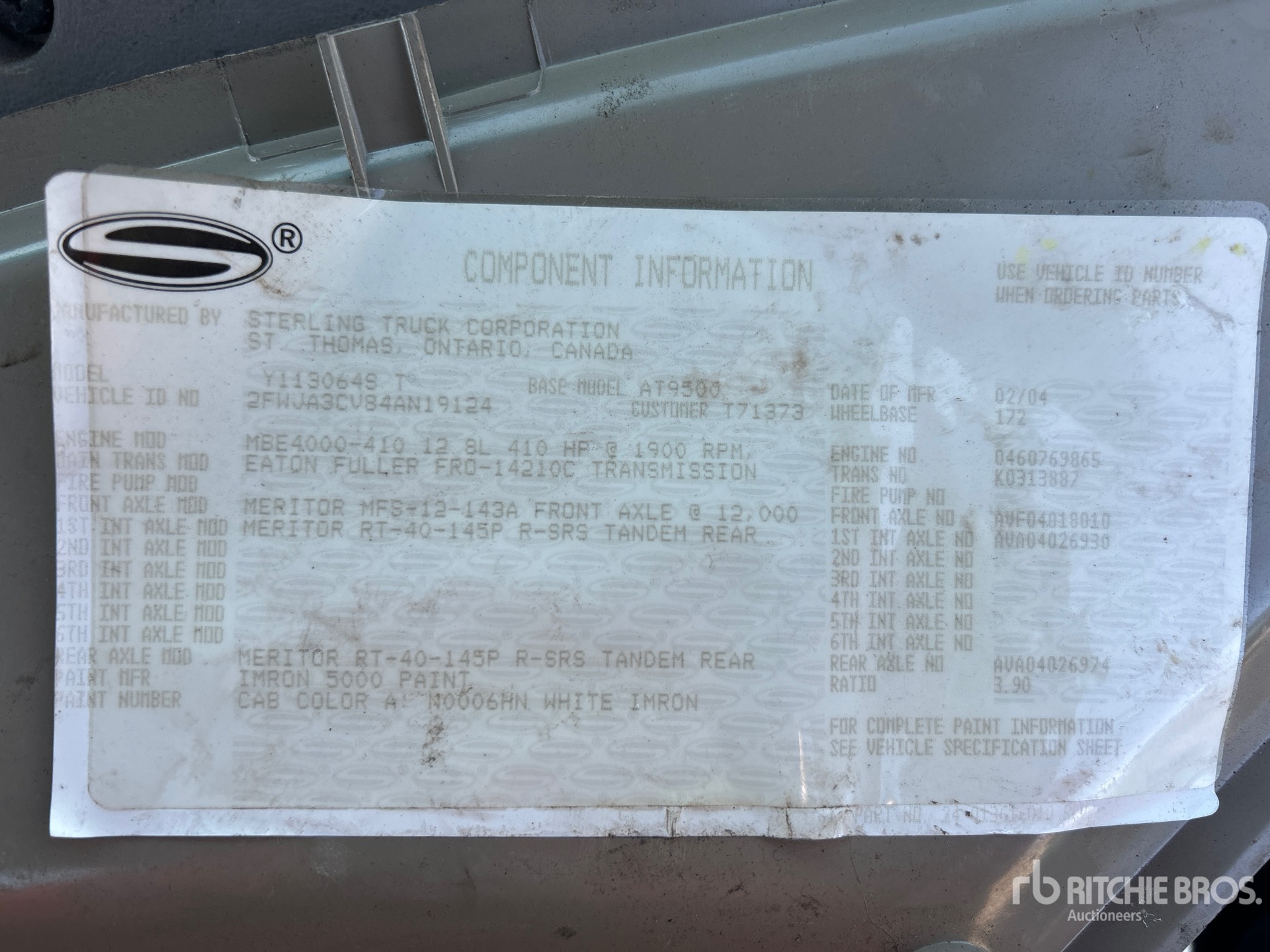 General Appearance with Serial Number / VIN