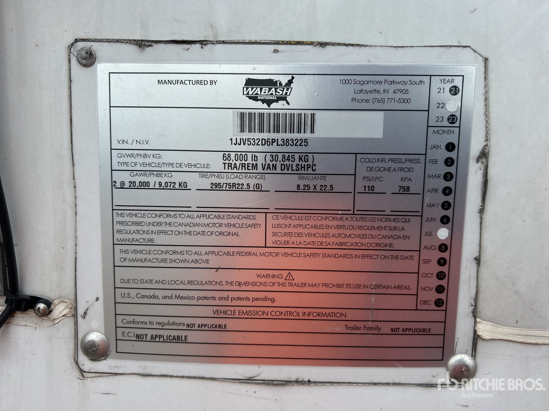 General Appearance with Serial Number / VIN
